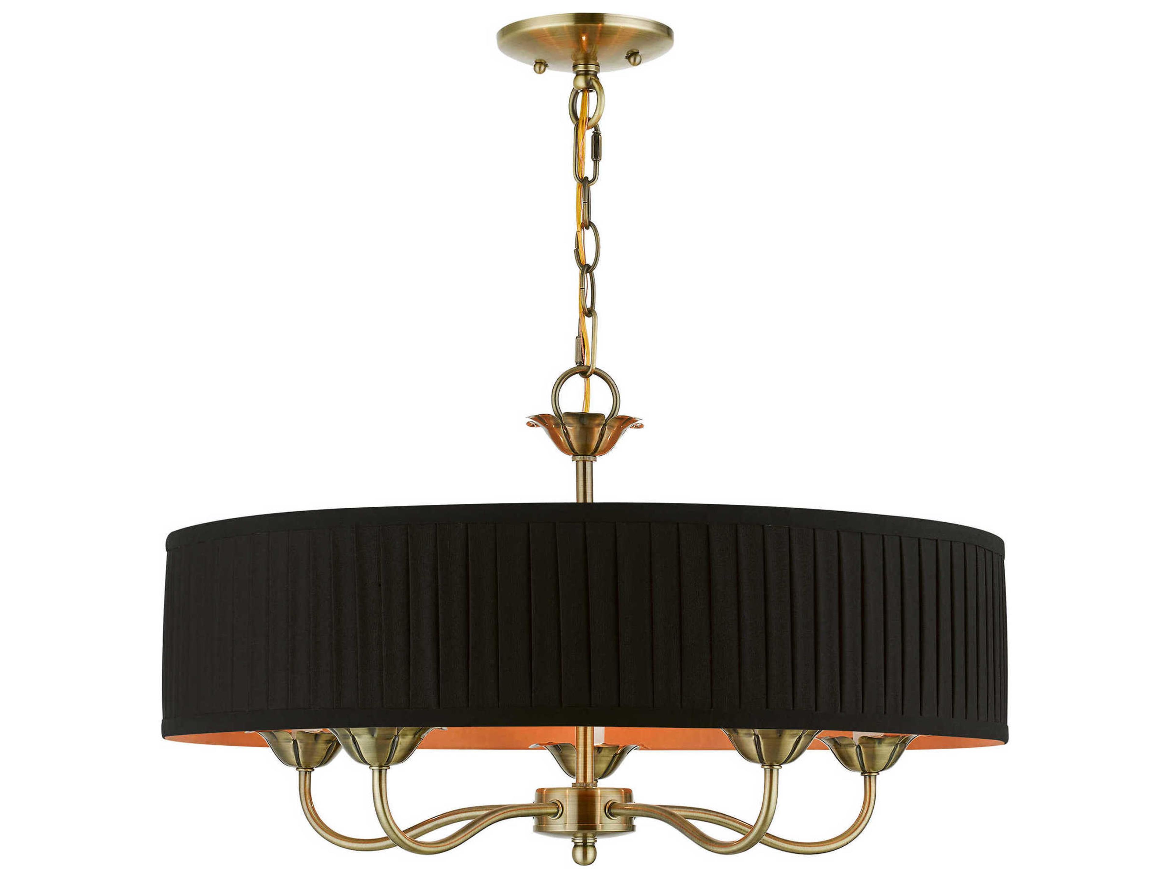 Livex Lighting Harrington 5-Light Antique Brass Drum Chandelier