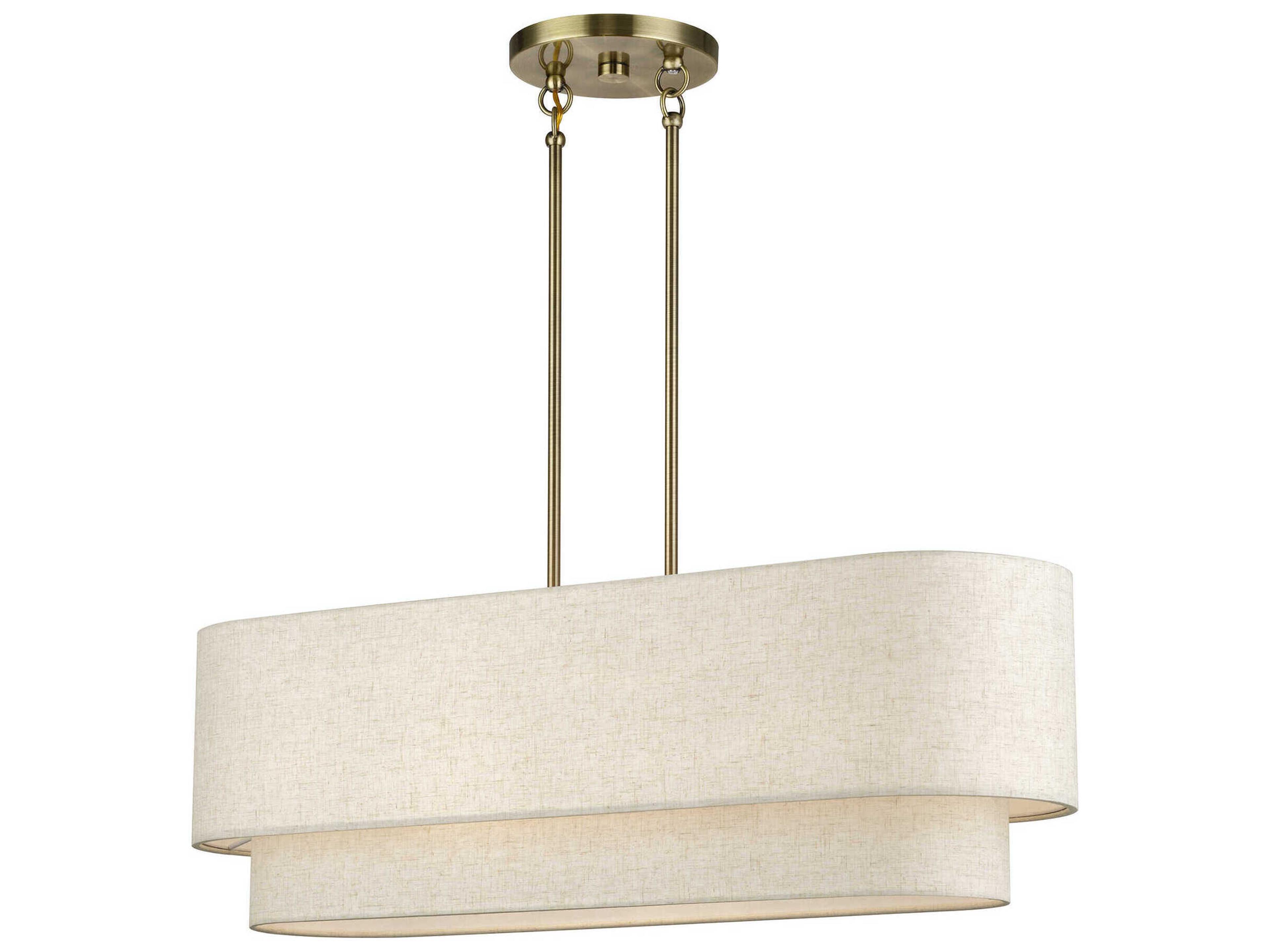 Livex Lighting Manorwood 4-Light Antique Brass Drum Linear Island Pendant