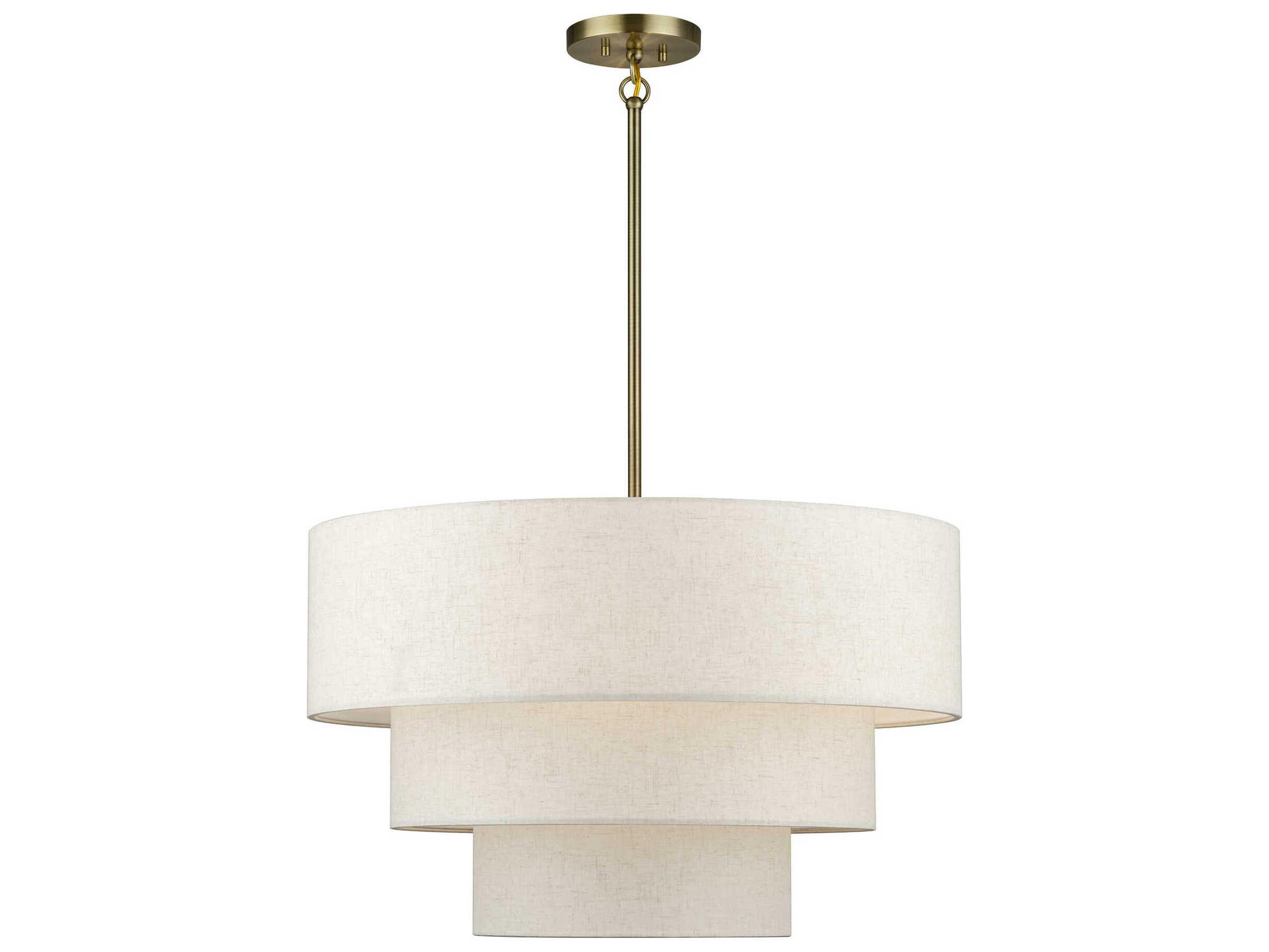 Livex Lighting Manorwood 5-Light Antique Brass Drum Tiered Pendant
