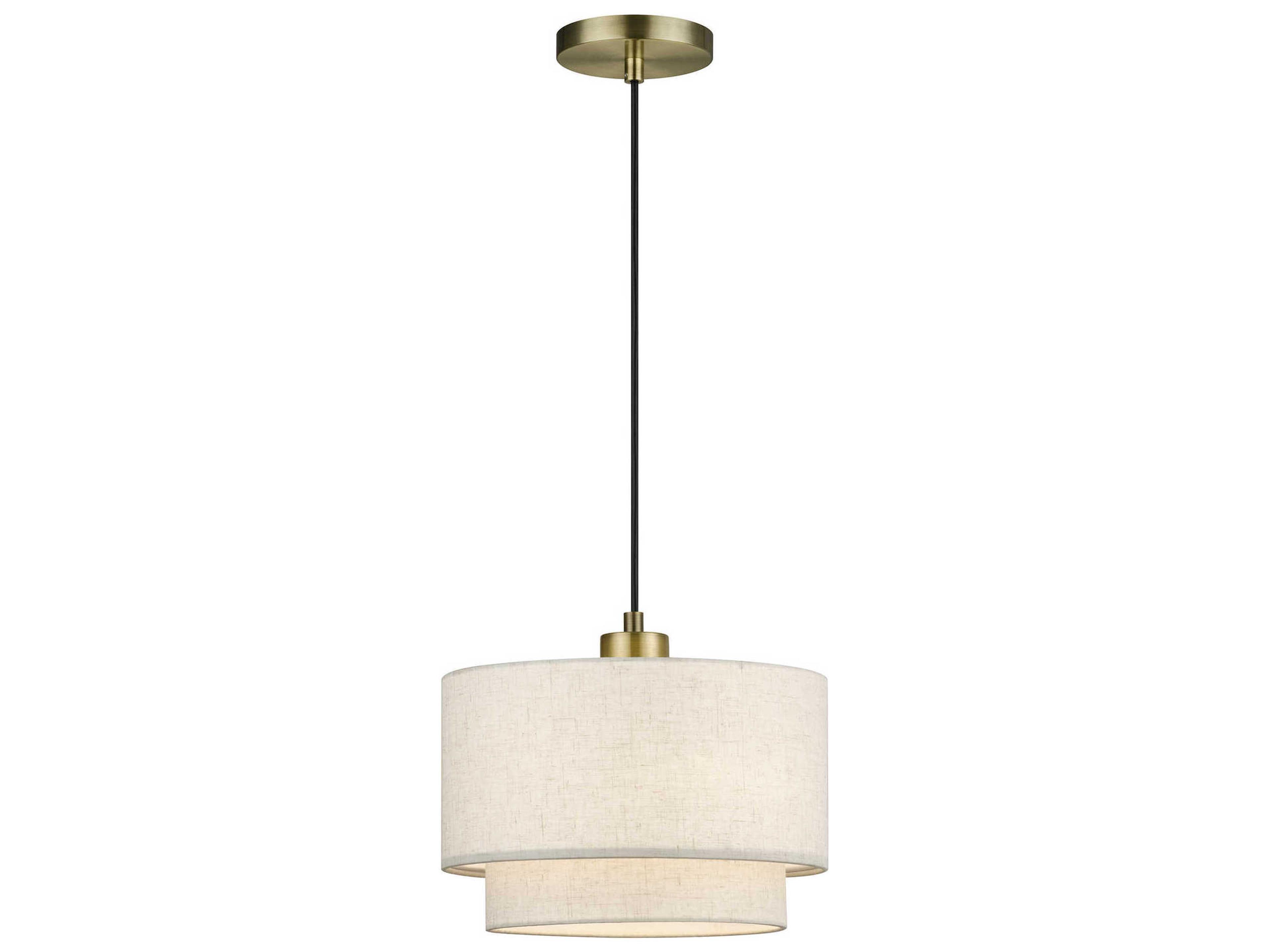 Livex Lighting Manorwood 1-Light Antique Brass Gray Round Mini Pendant