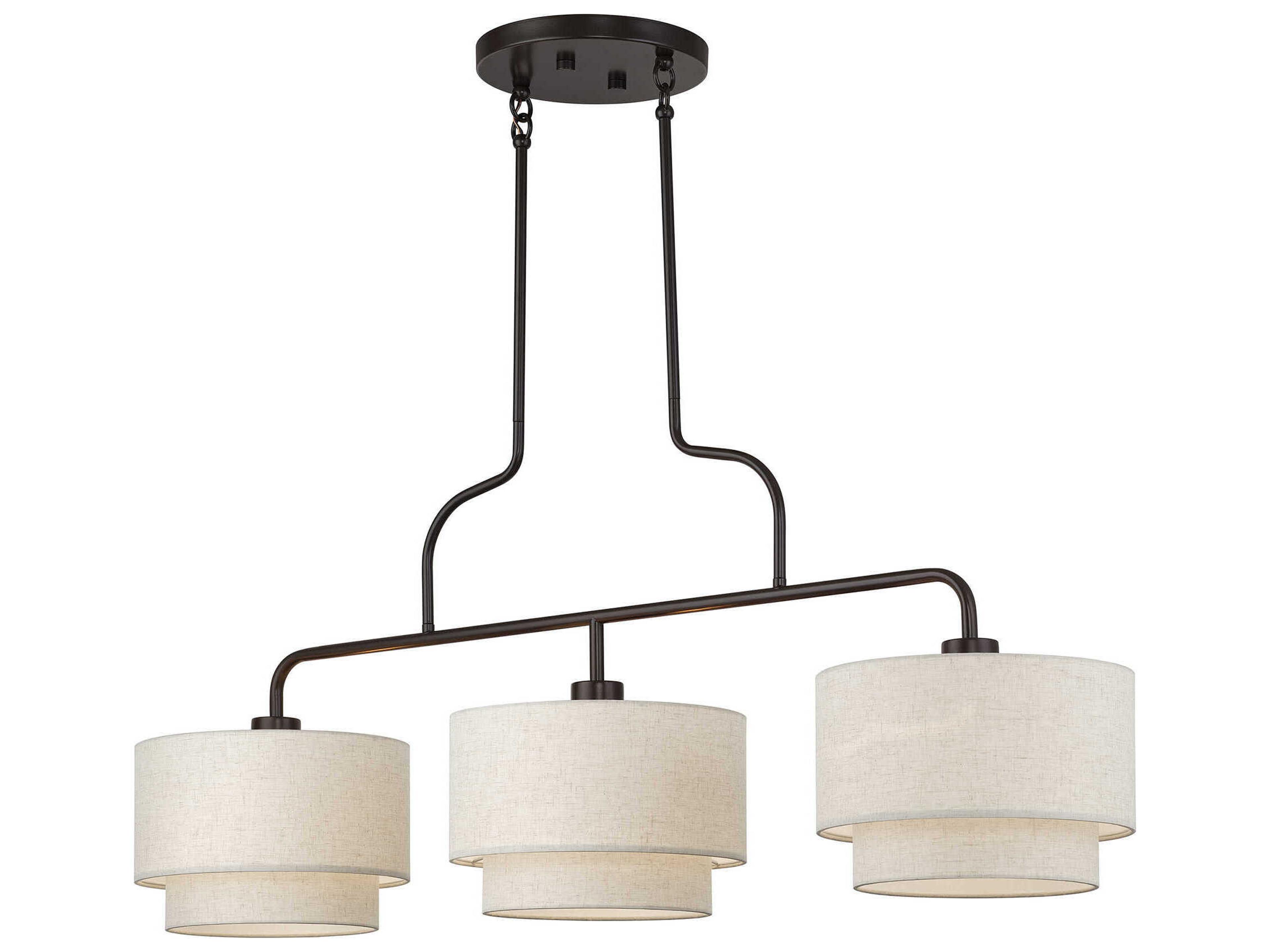 Livex Lighting Manorwood 3-Light English Bronze Drum Island Pendant
