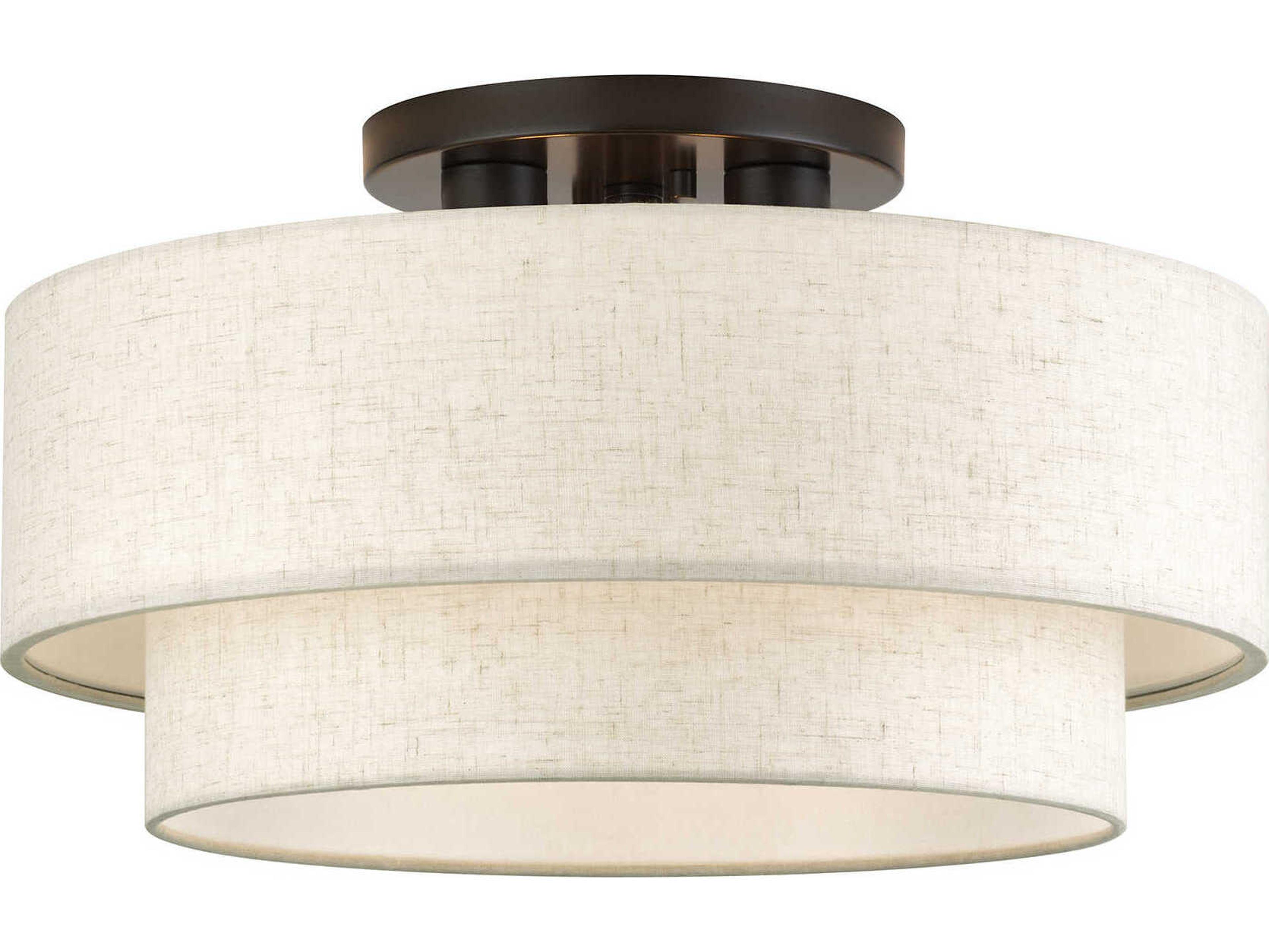 Livex Lighting Manorwood 3-Light English Bronze Drum Semi Flush Mount