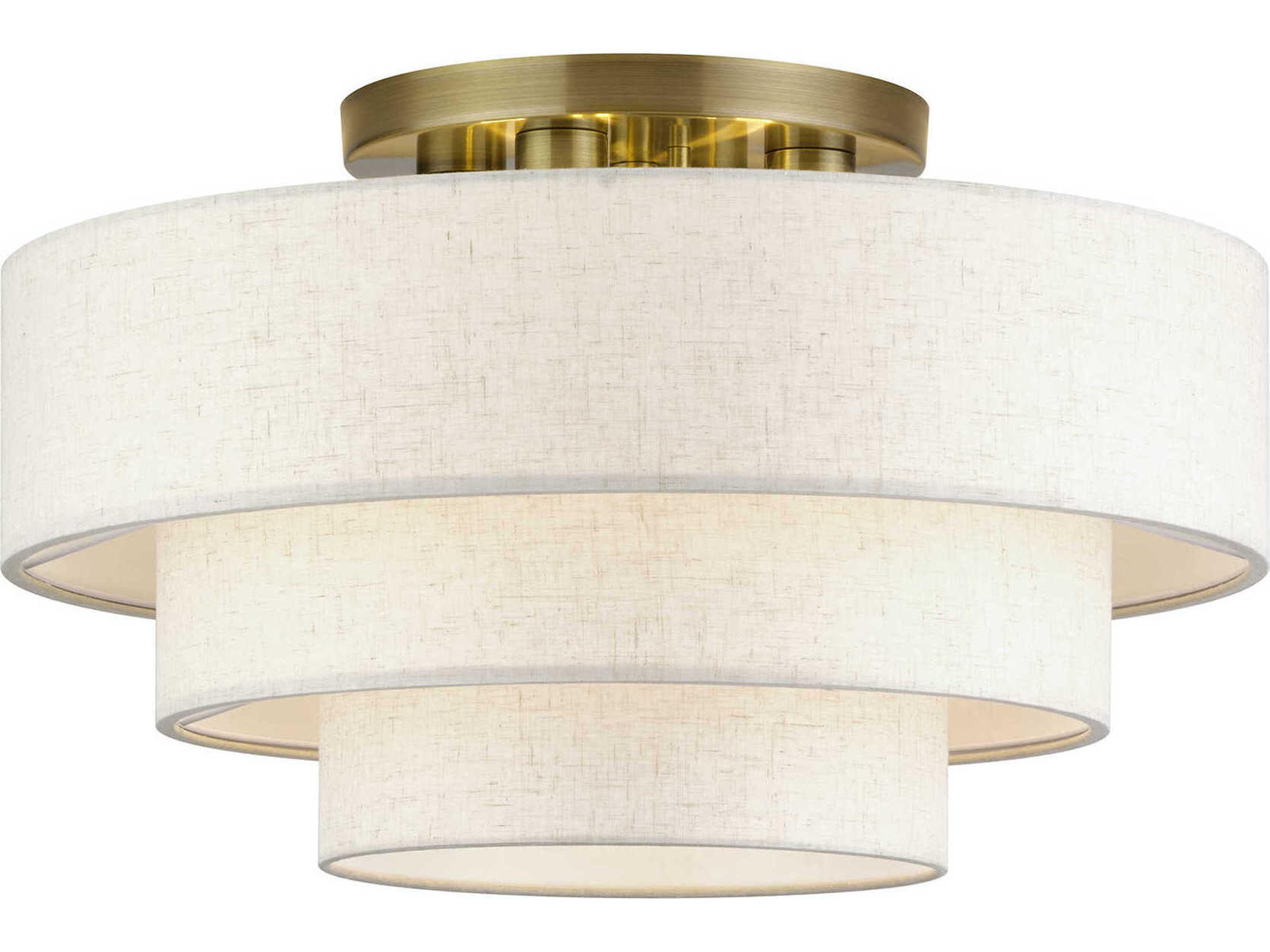 Livex Lighting Manorwood 4-Light Antique Brass Drum Semi Flush Mount