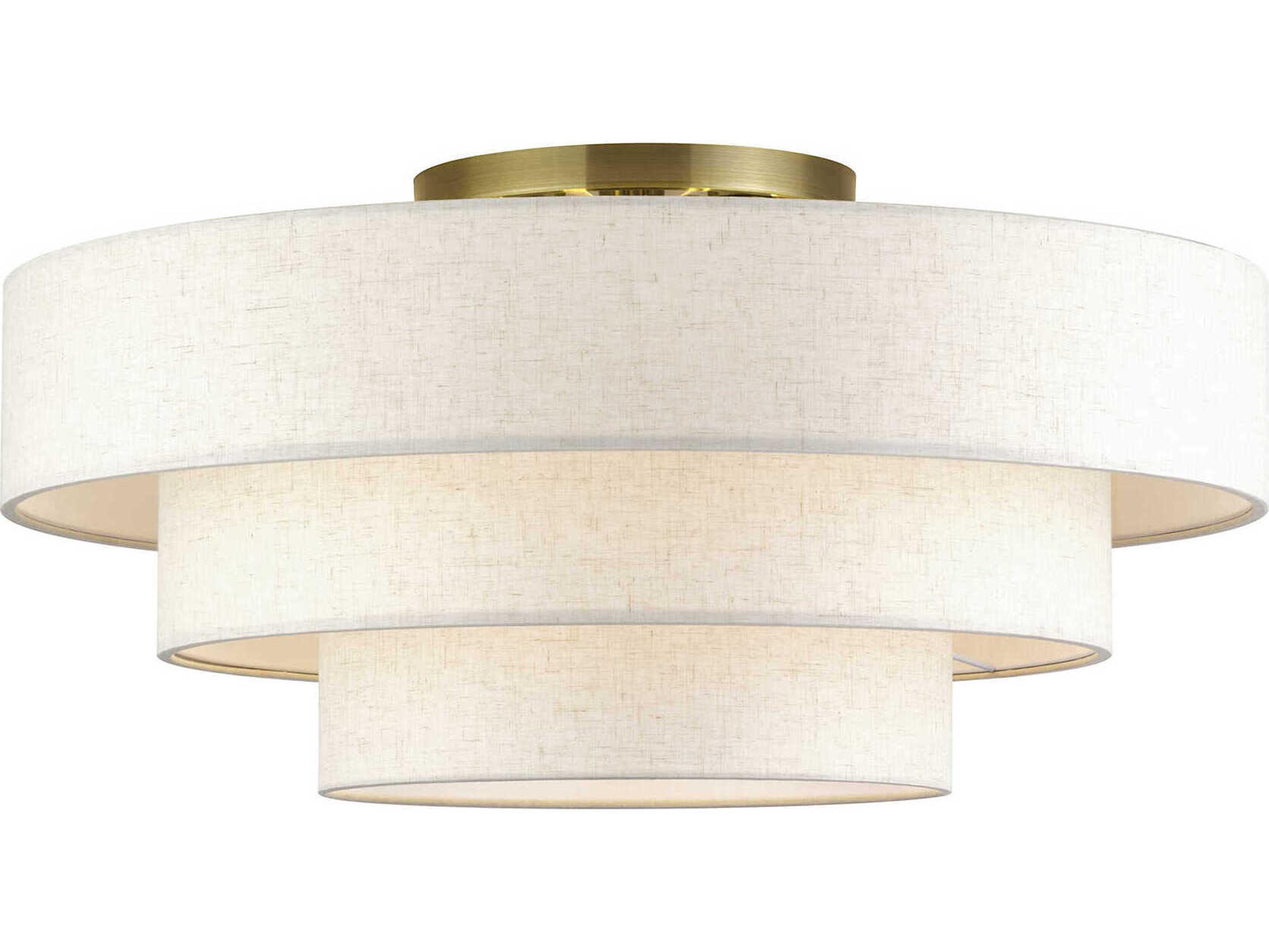 Livex Lighting Manorwood 5-Light Antique Brass Drum Semi Flush Mount