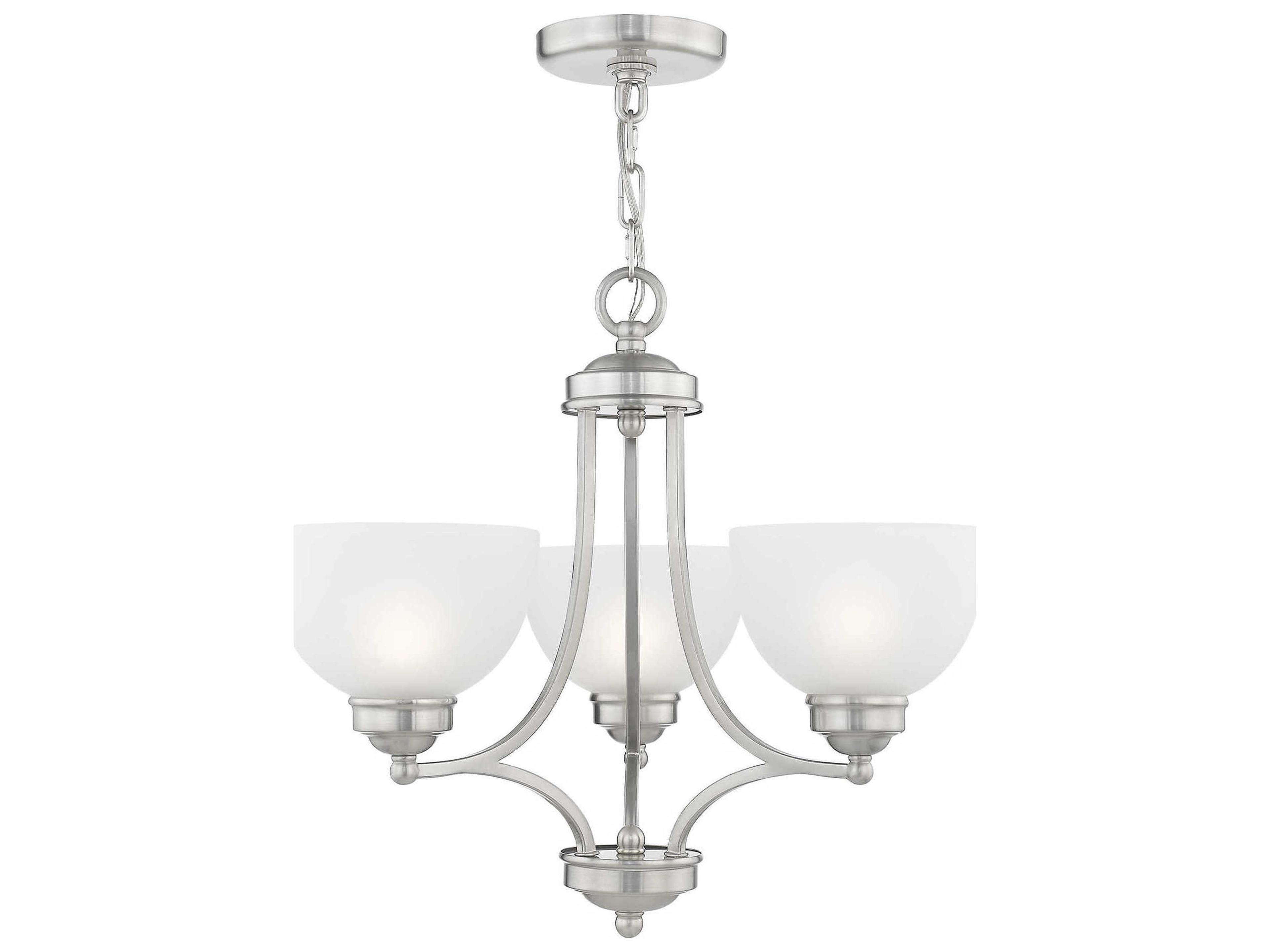 Livex Lighting Somerset 3-Light Brushed Nickel White Glass Bowl Chandelier