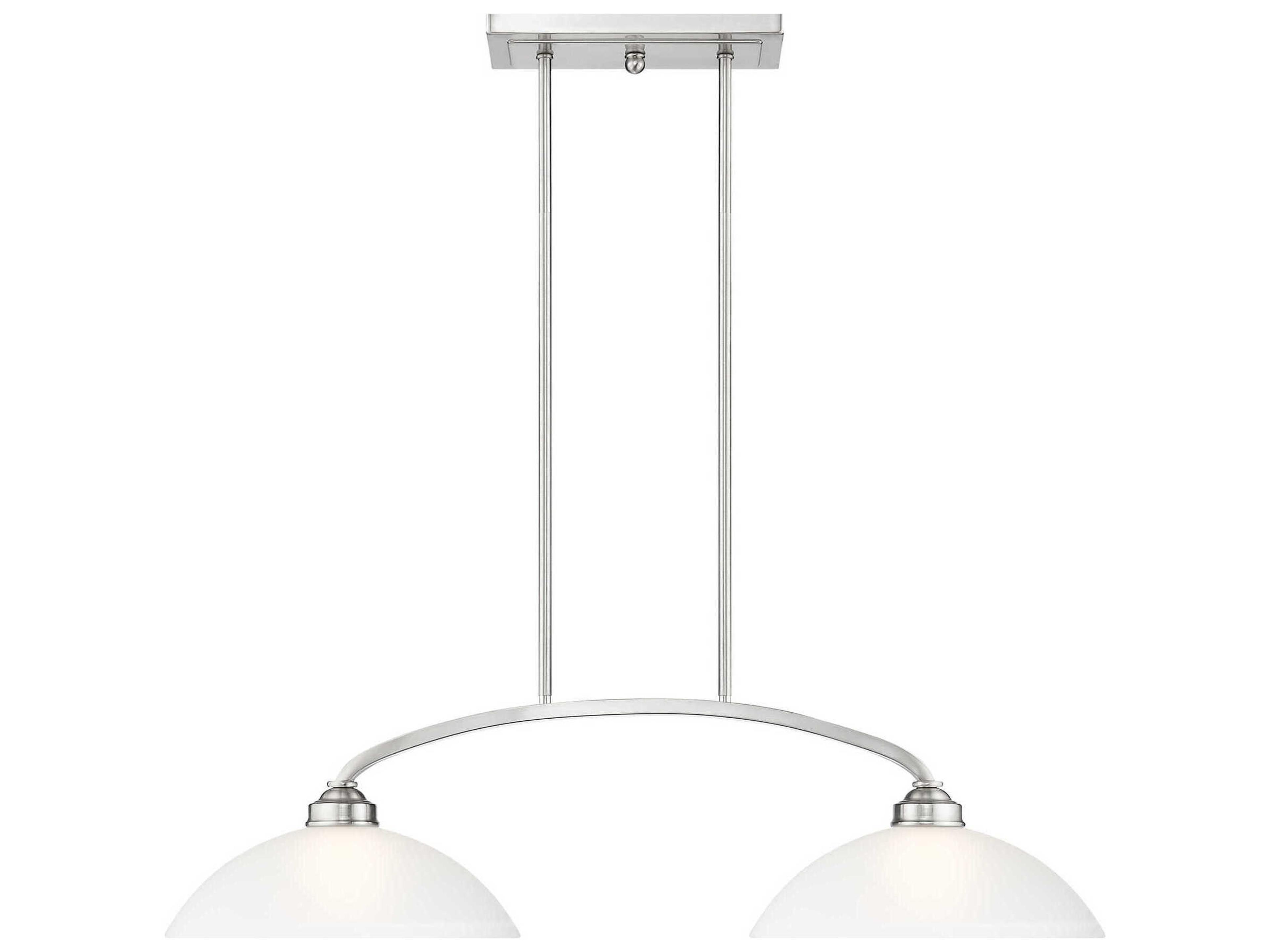 Livex Lighting Somerset 2-Light Brushed Nickel Glass Dome Island Pendant