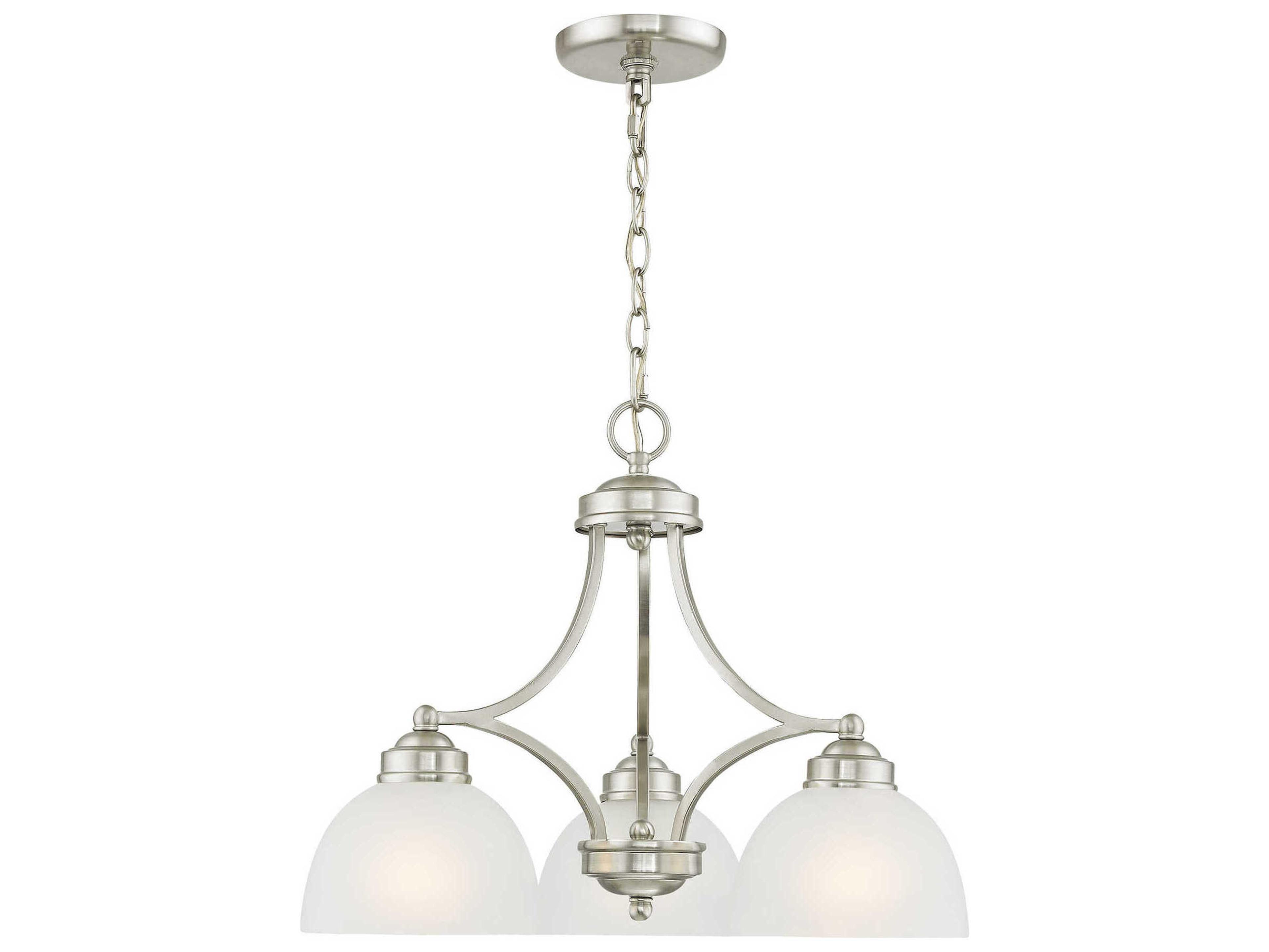 Livex Lighting Somerset 3-Light Brushed Nickel White Glass Bell Chandelier