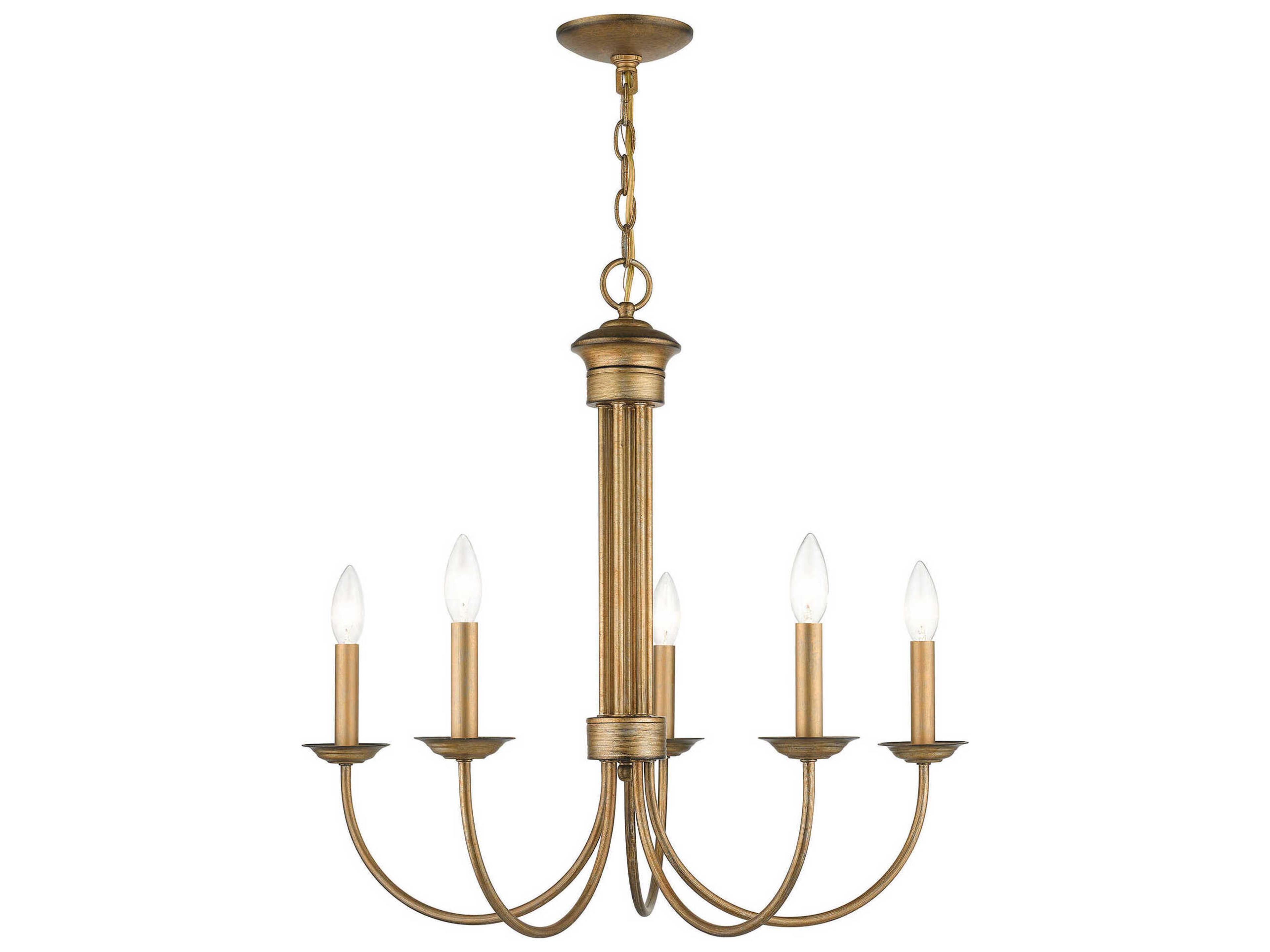 Livex Lighting Estate 5-Light Antique Gold Leaf Candelabra Chandelier