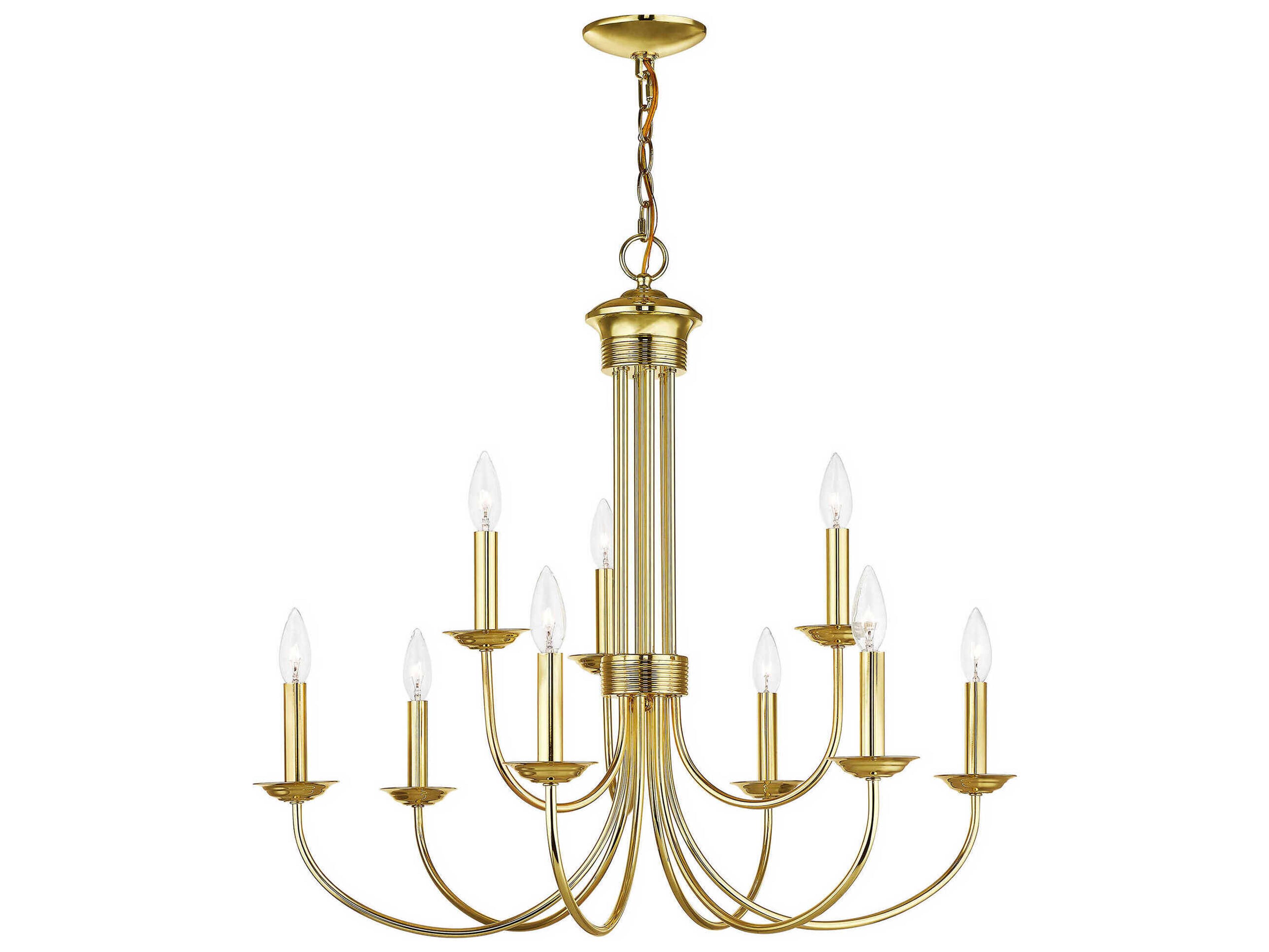 Livex Lighting Estate 9-Light Polished Brass Candelabra Tiered Chandelier