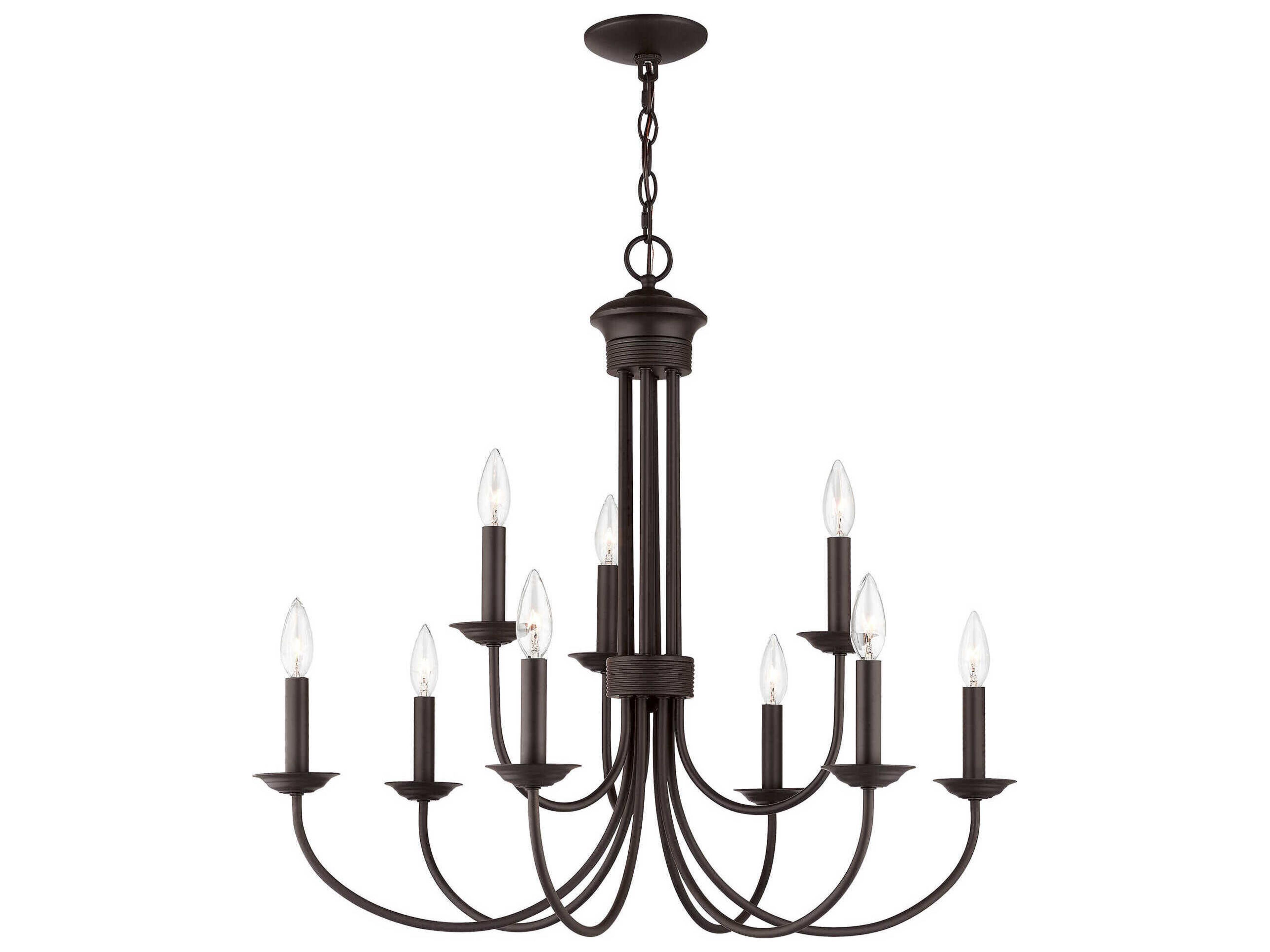 Livex Lighting Estate 9-Light Bronze Candelabra Tiered Chandelier