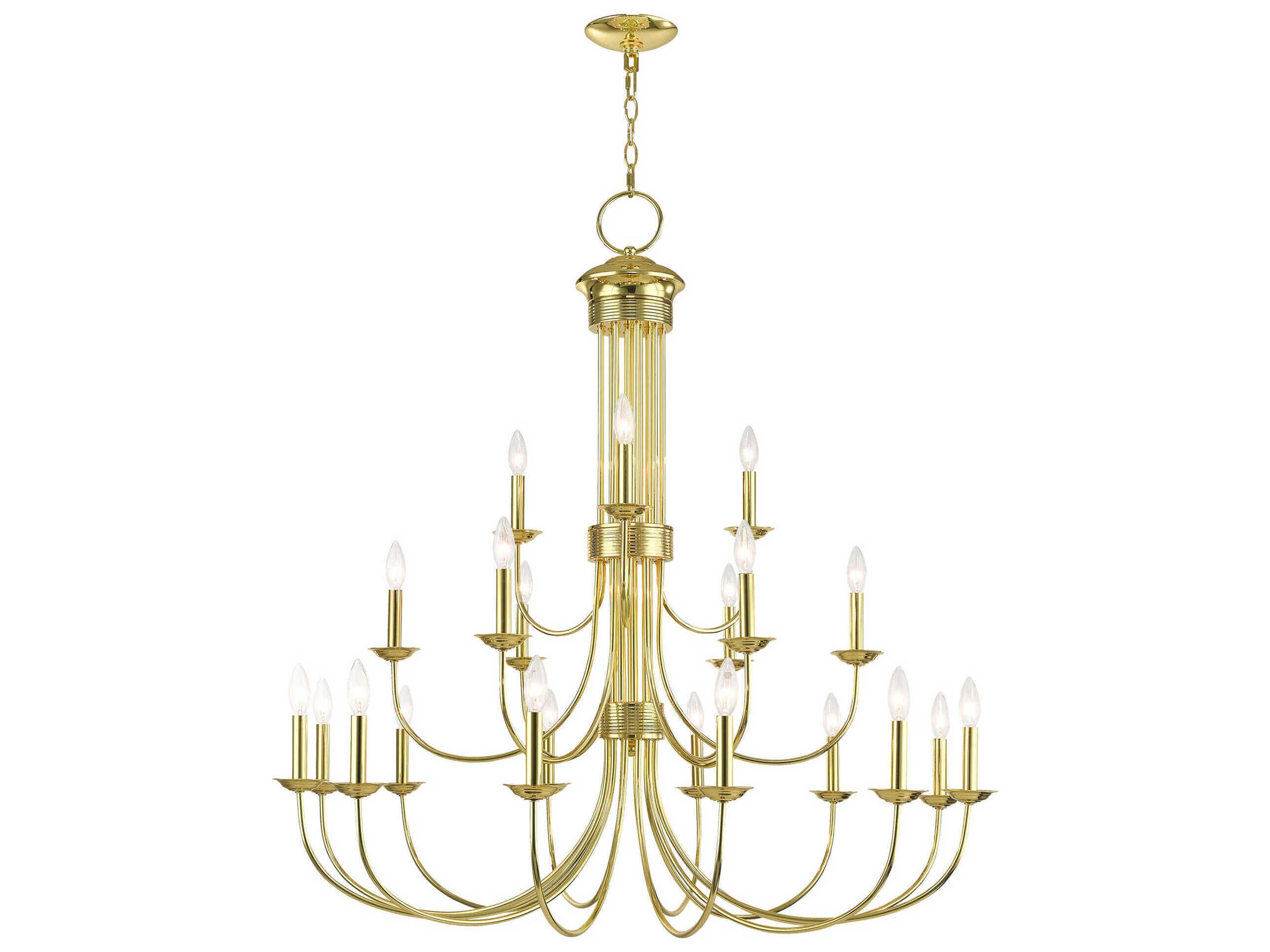 Livex Lighting Estate 21-Light Polished Brass Candelabra Tiered Chandelier
