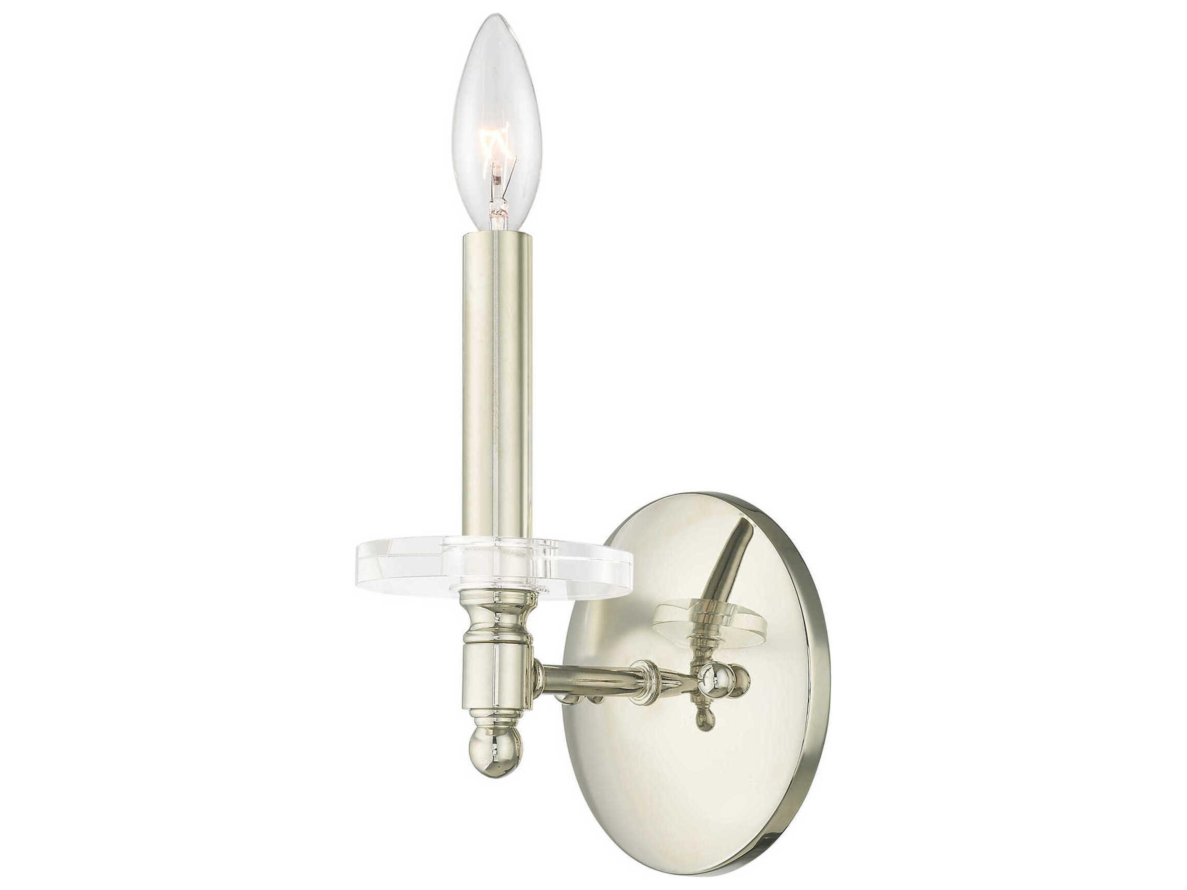 Livex Lighting Bennington 1-Light Polished Nickel Crystal Wall Sconce