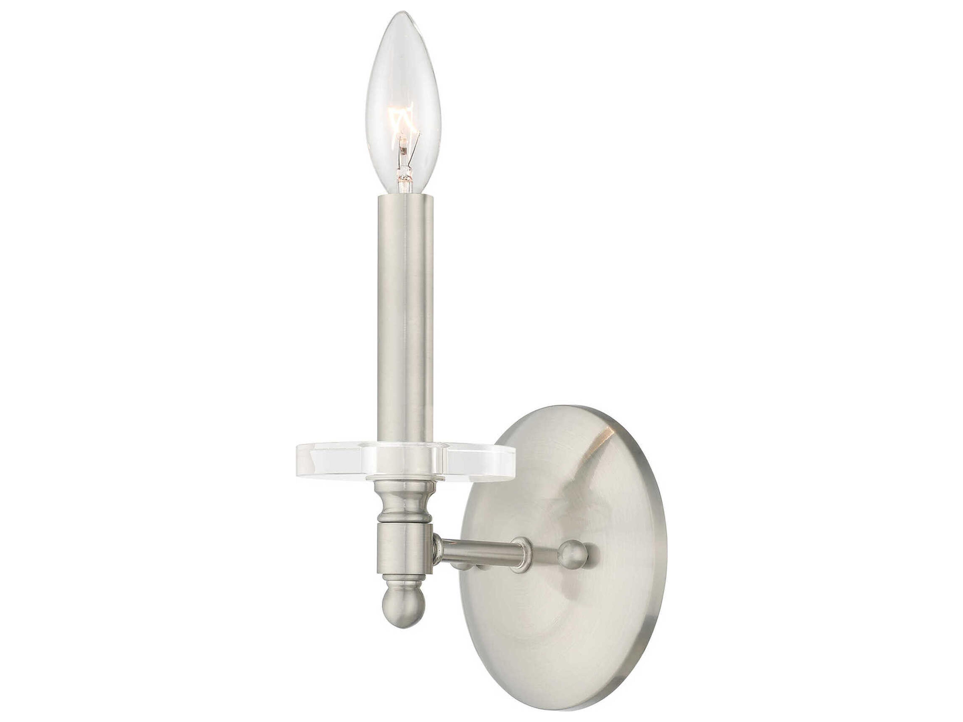 Livex Lighting Bennington 1-Light Brushed Nickel Crystal Wall Sconce