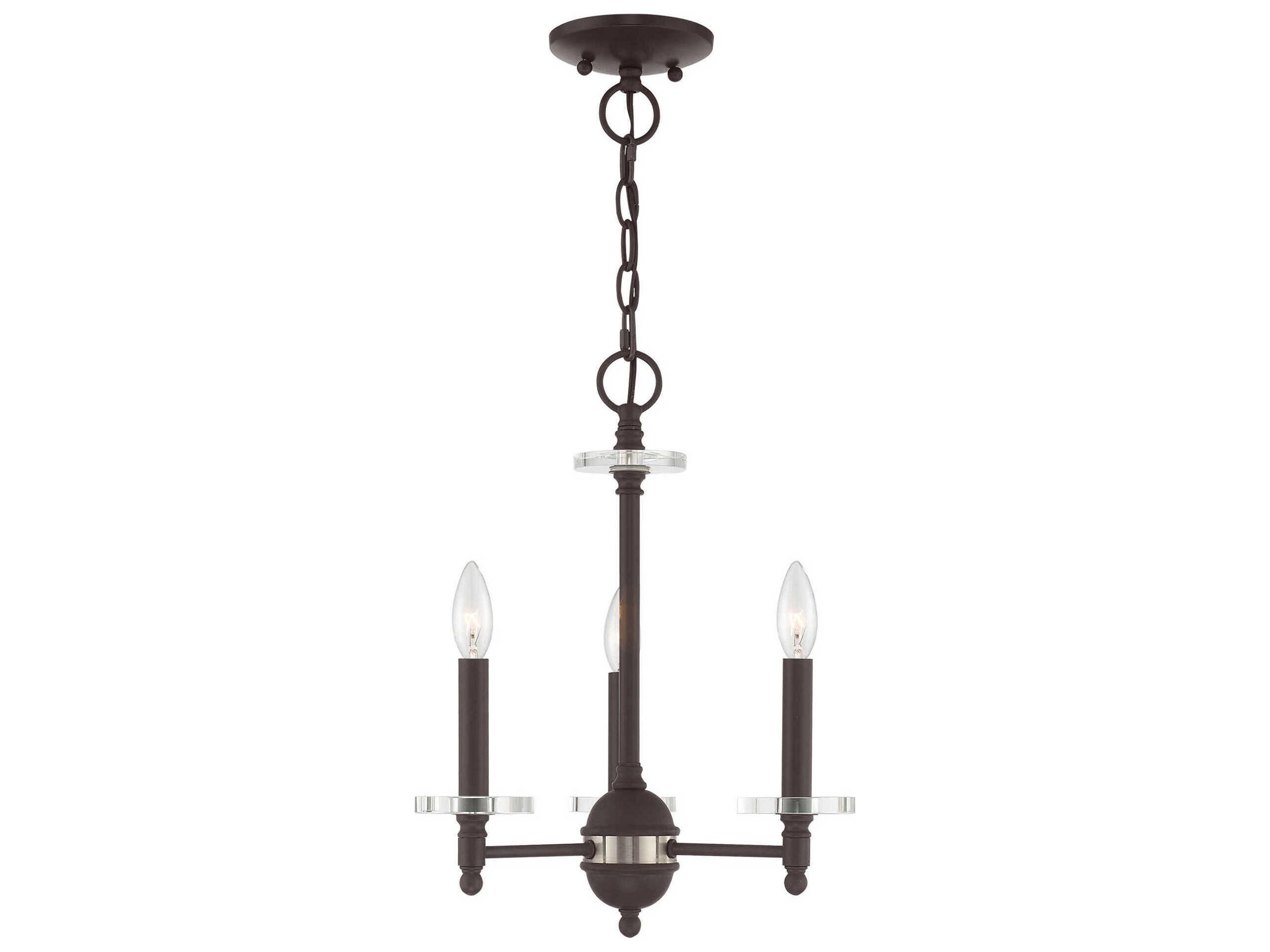 Livex Lighting Bennington 3-Light Bronze Crystal Candelabra Chandelier