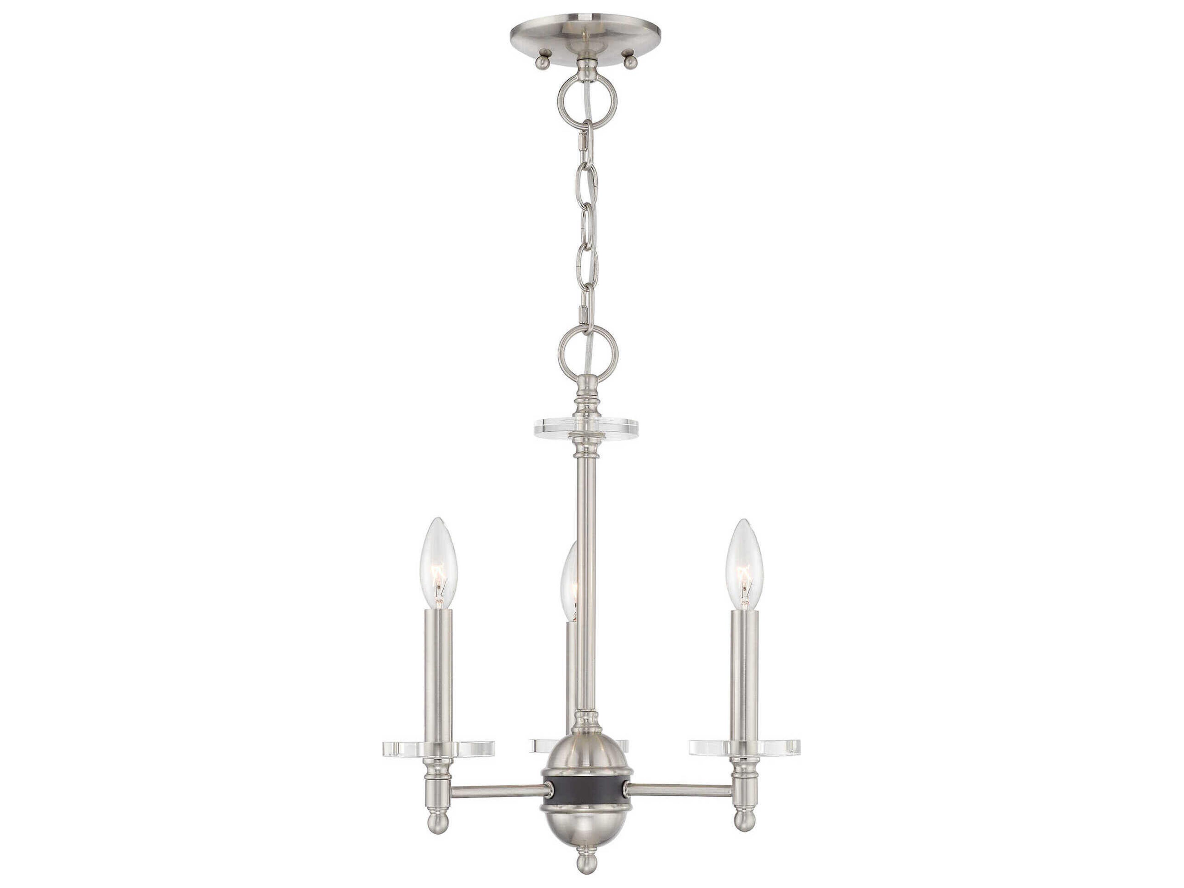 Livex Lighting Bennington 3-Light Brushed Nickel Crystal Candelabra Chandelier