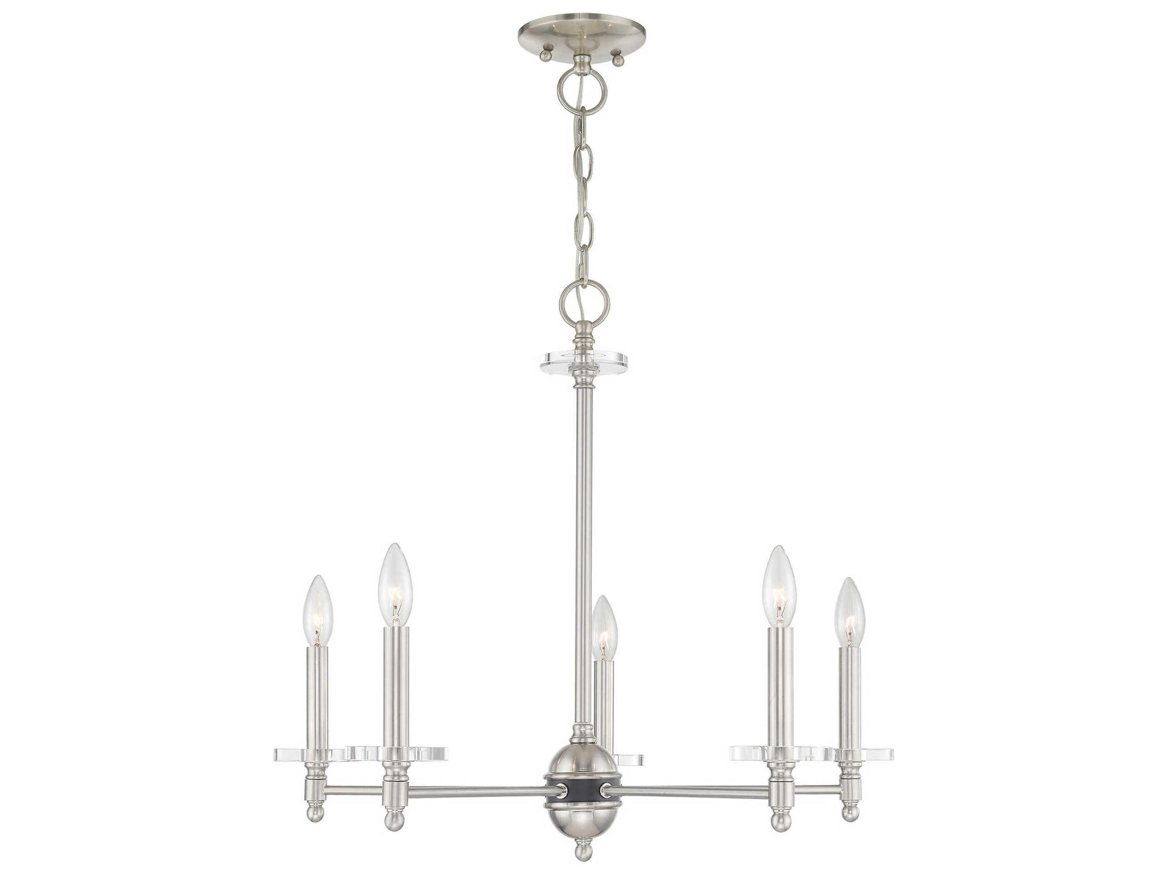 Livex Lighting Bennington 5-Light Brushed Nickel Crystal Candelabra Chandelier
