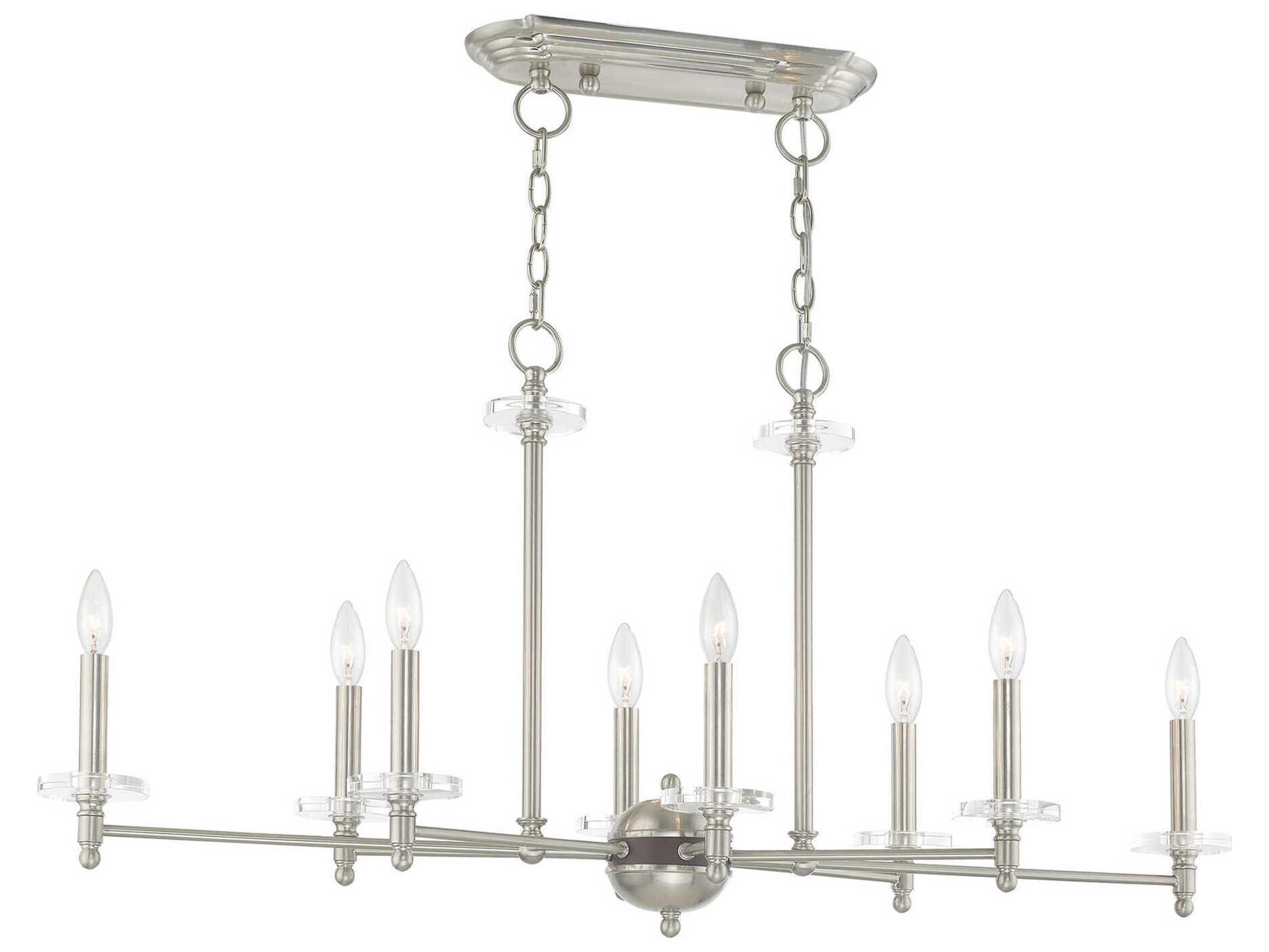 Livex Lighting Bennington 8-Light Brushed Nickel Crystal Island Pendant