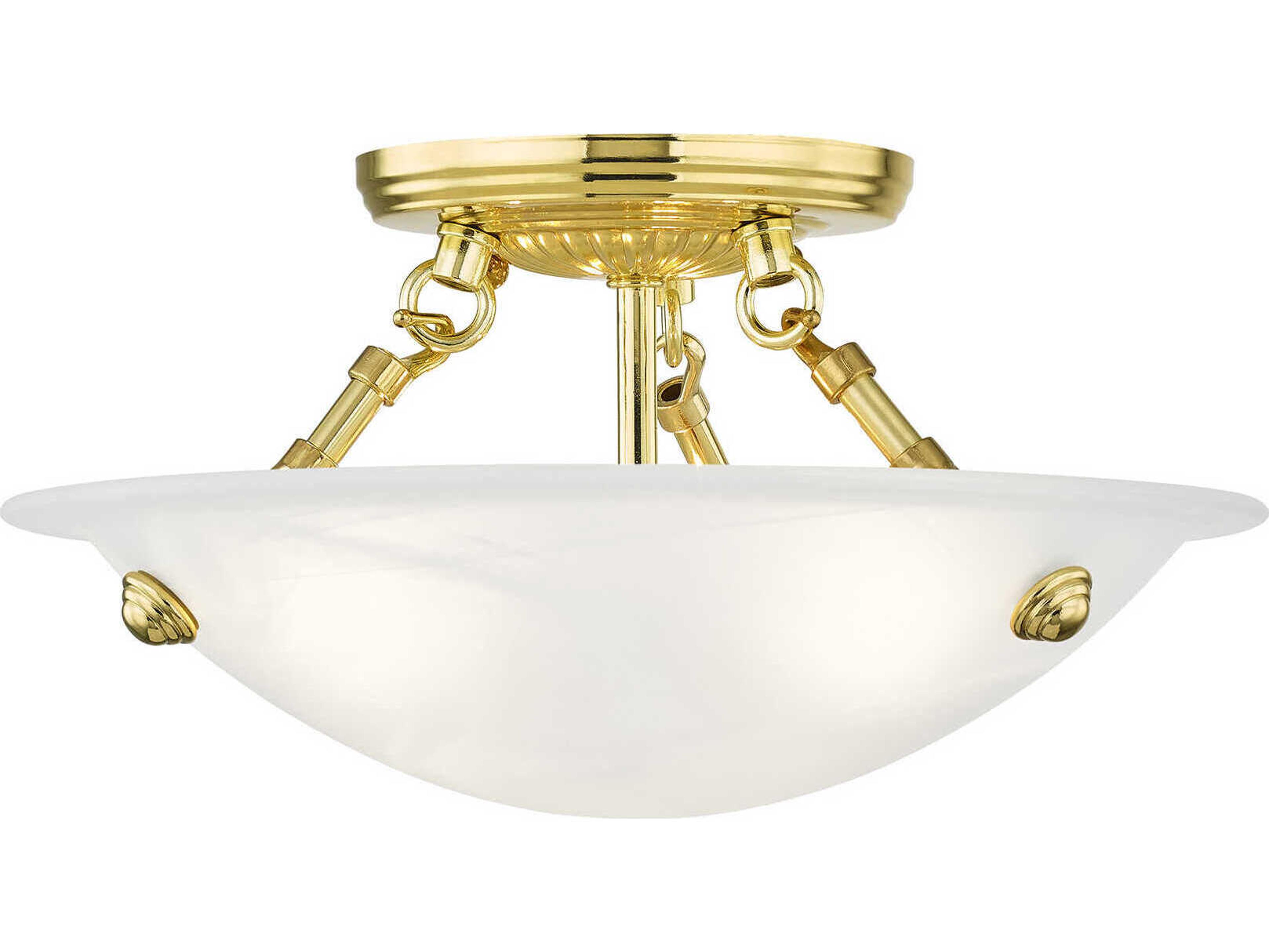 Livex Lighting Oasis 3-Light Polished Brass Glass Bowl Semi Flush Mount
