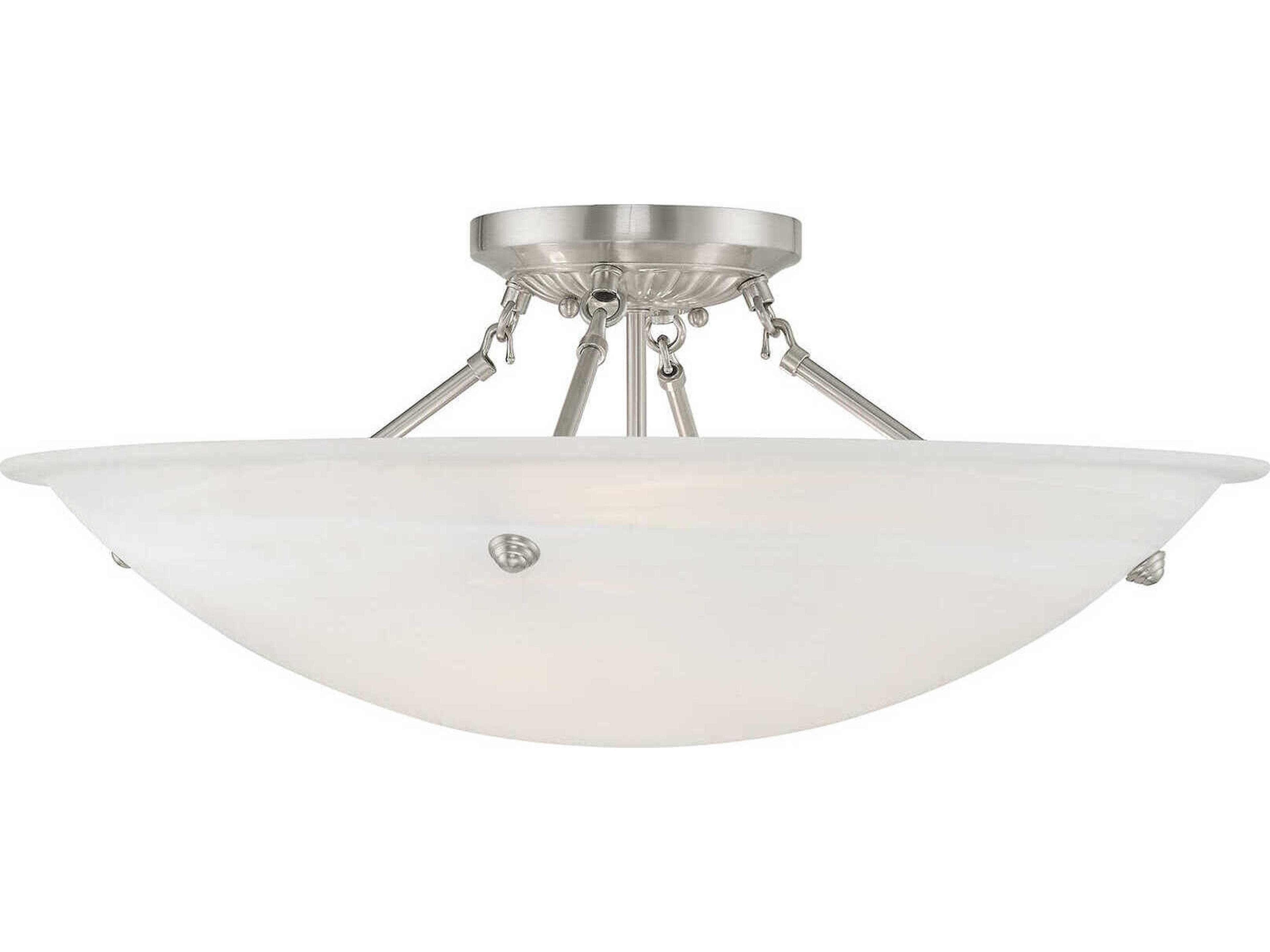 Livex Lighting Oasis 4-Light Brushed Nickel Glass Bowl Semi Flush Mount