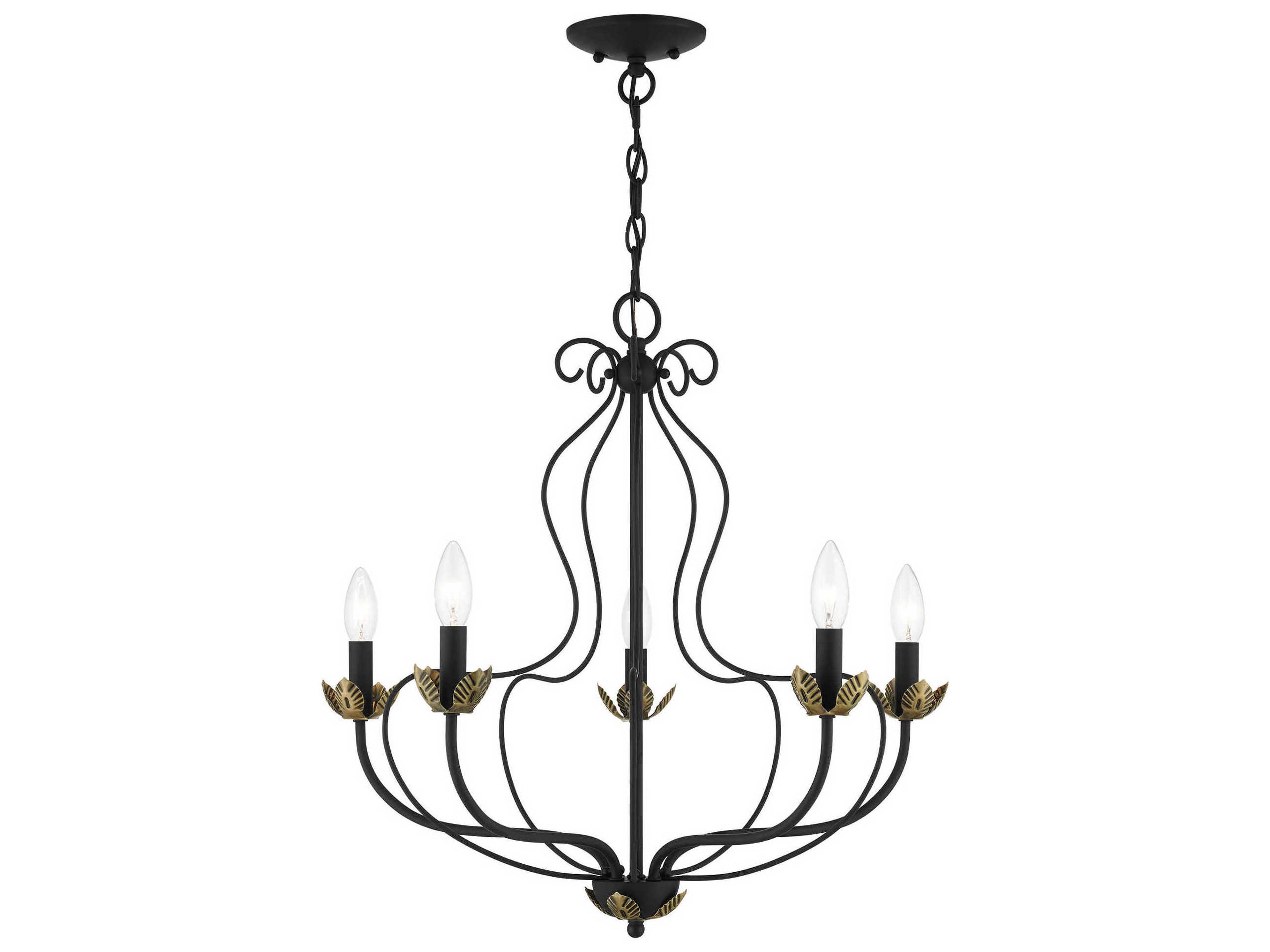 Livex Lighting Katarina 5-Light Black Antique Brass Candelabra Chandelier