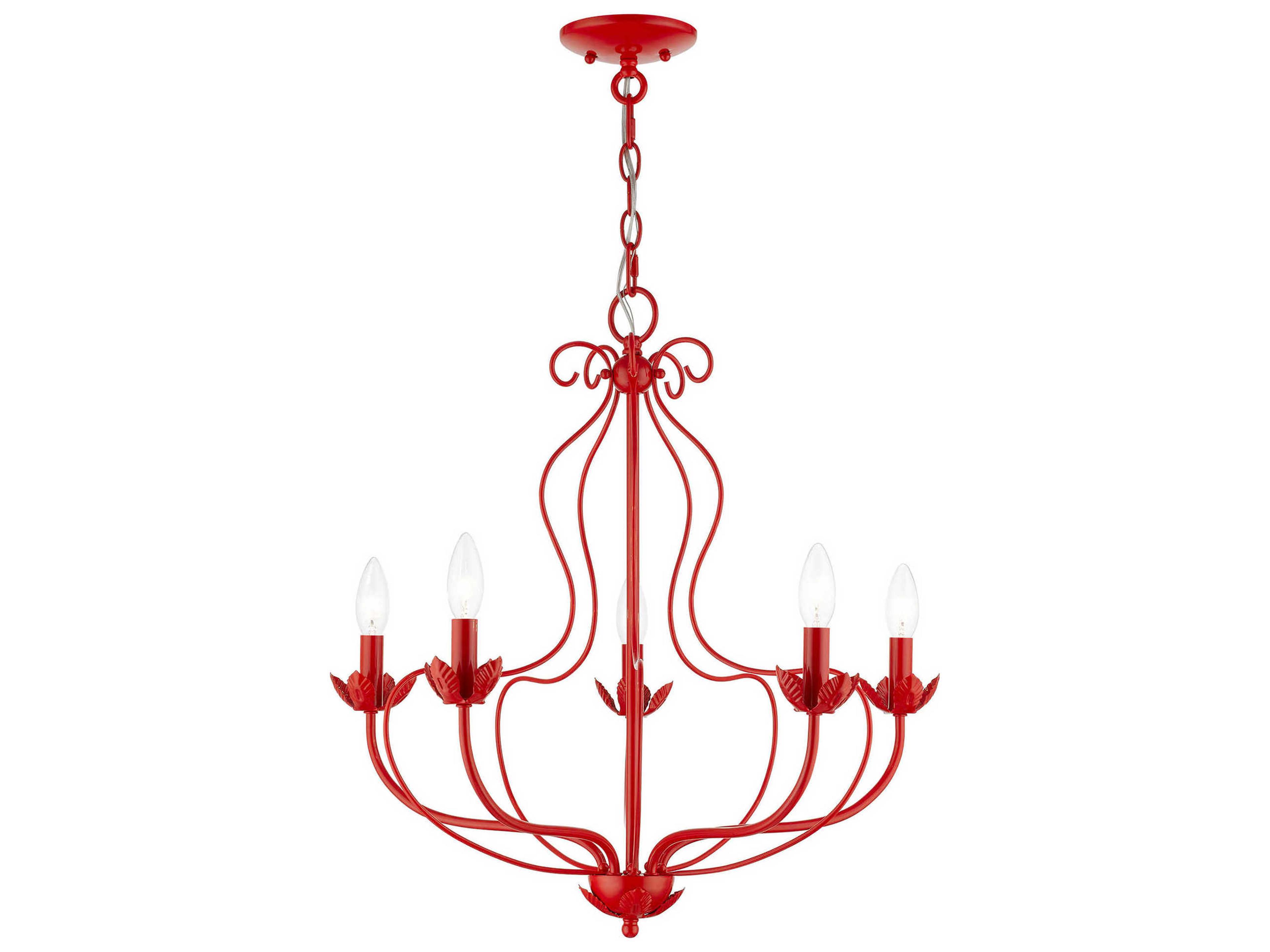 Livex Lighting Katarina 5-Light Shiny Red Candelabra Chandelier