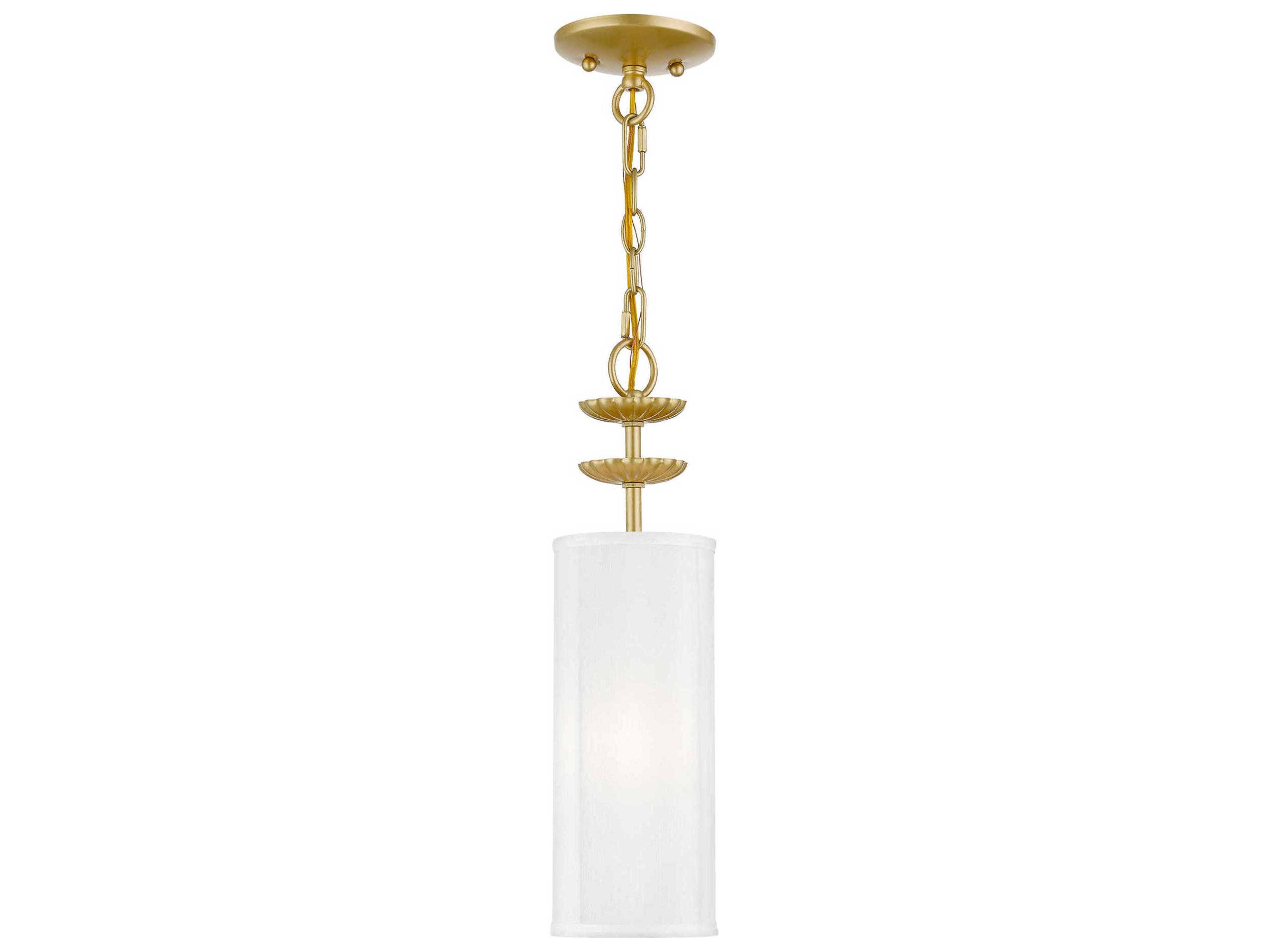 Livex Lighting Brookdale 1-Light Soft Gold Steel Cylinder Mini Pendant