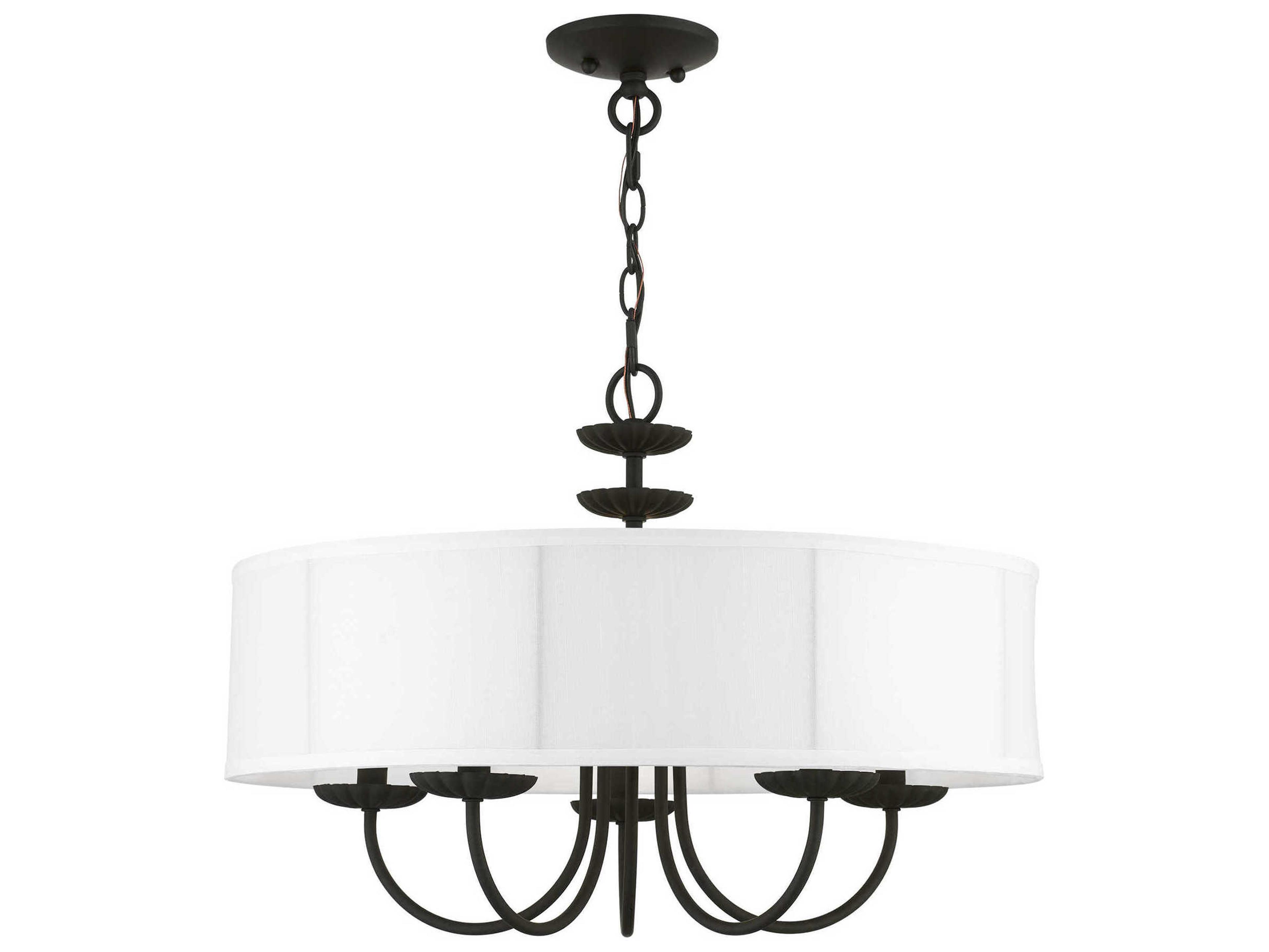 Livex Lighting Brookdale 5-Light Black White Drum Chandelier