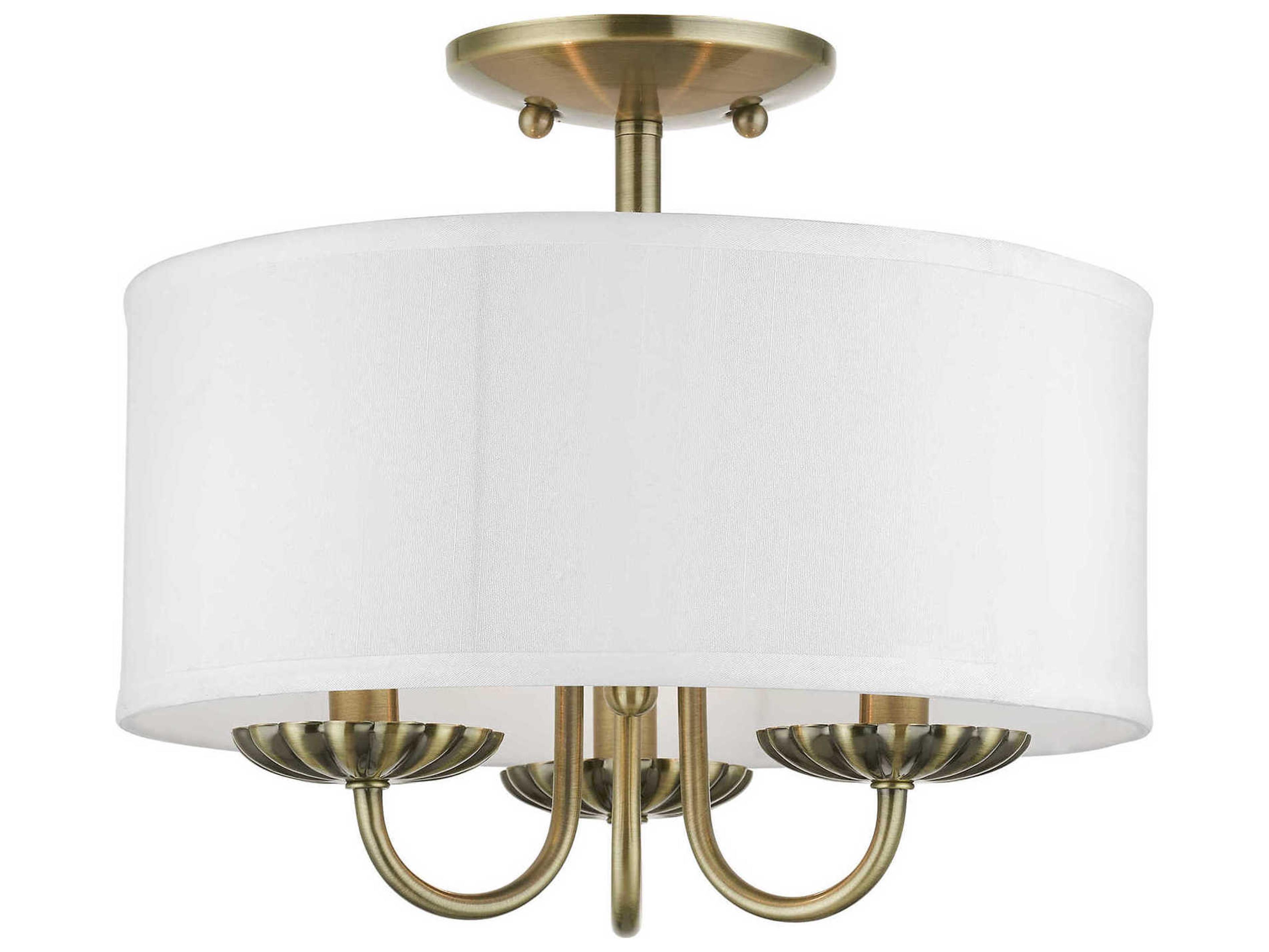 Livex Lighting Brookdale 3-Light Antique Brass Drum Semi Flush Mount