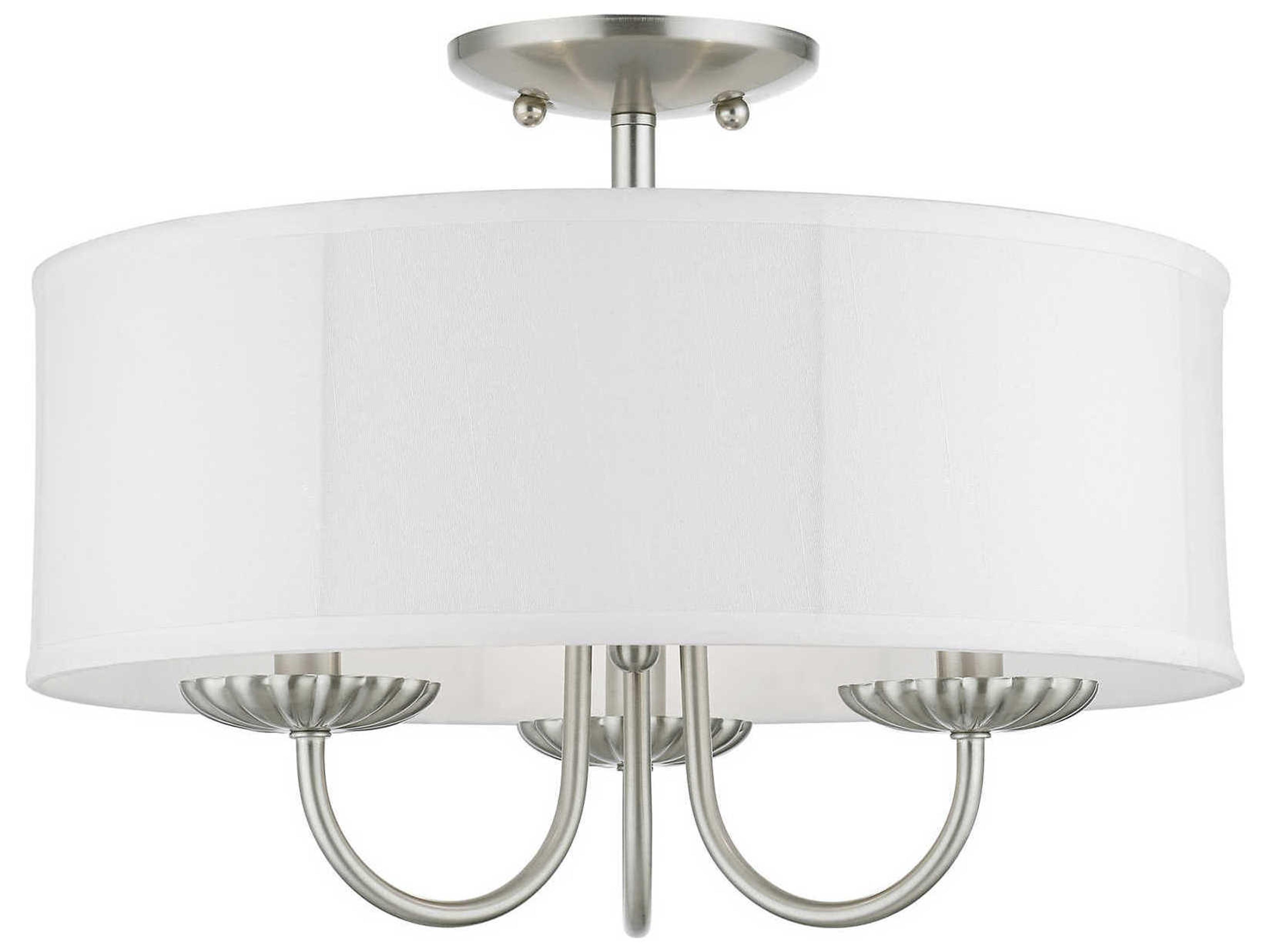 Livex Lighting Brookdale 3-Light Brushed Nickel Drum Semi Flush Mount