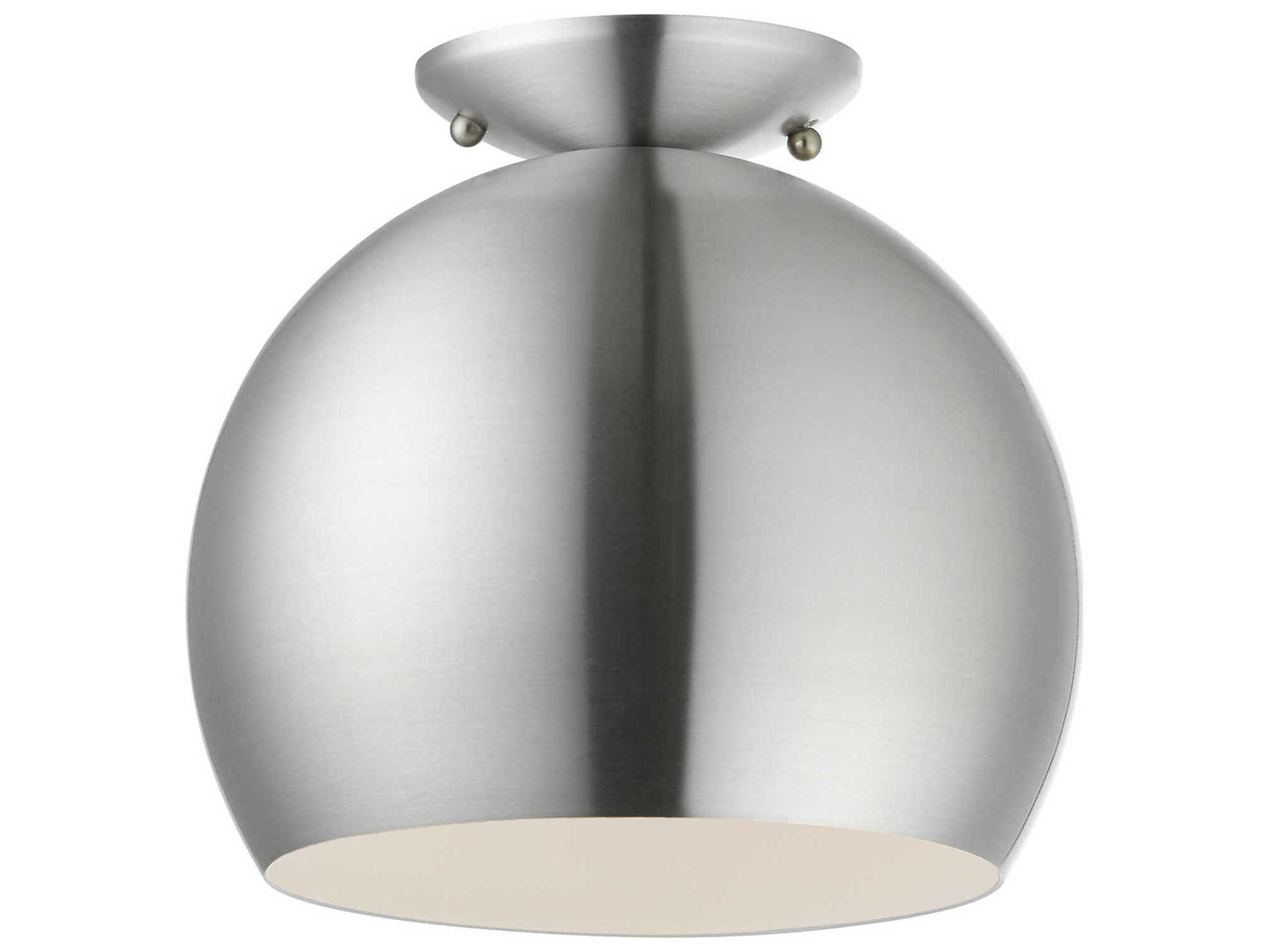 Livex Lighting Piedmont 1-Light Brushed Aluminum Silver Dome Geometric Semi Flush Mount