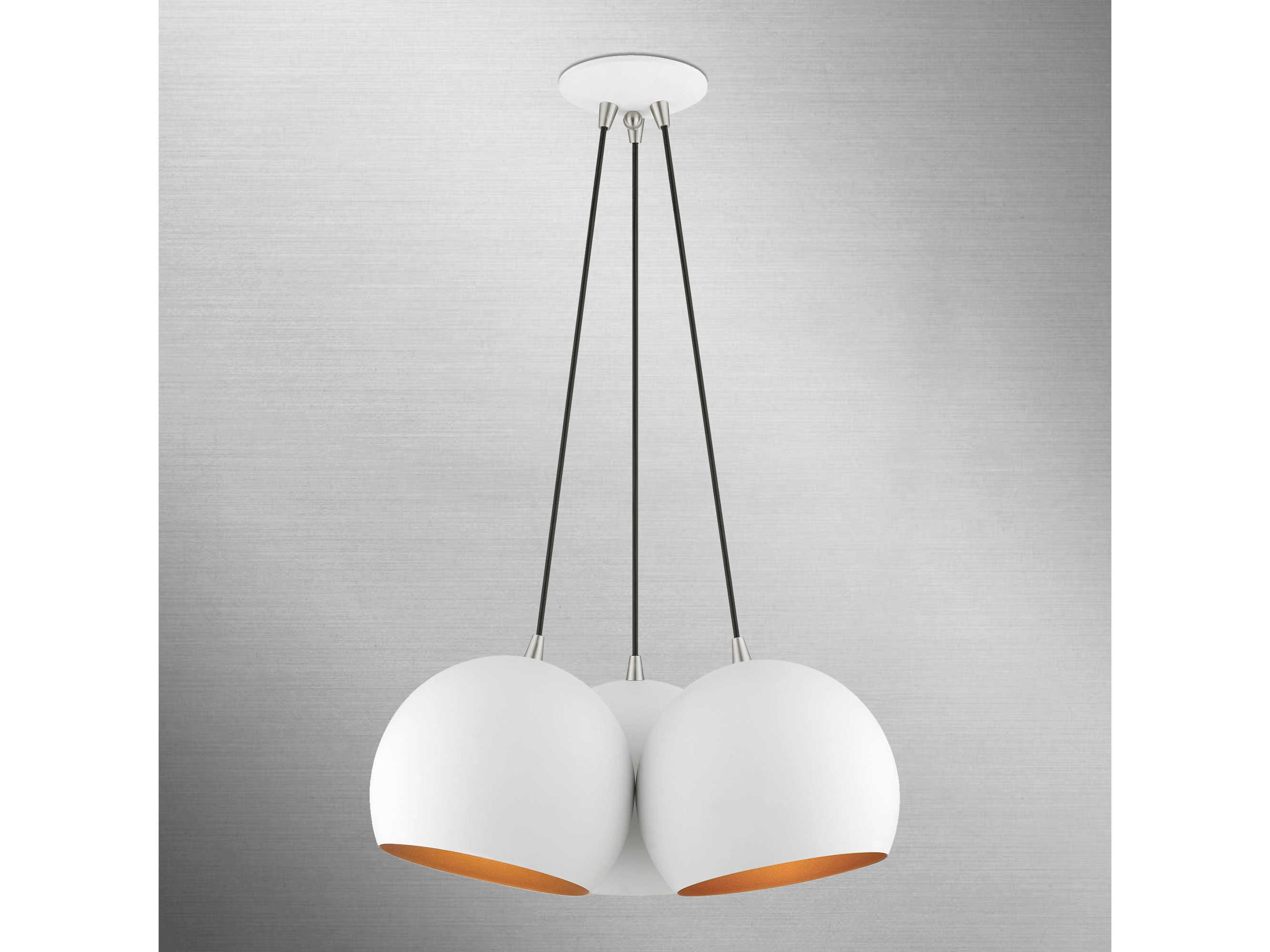 Livex Lighting Piedmont 3-Light White Brushed Nickel Dome Geometric Pendant