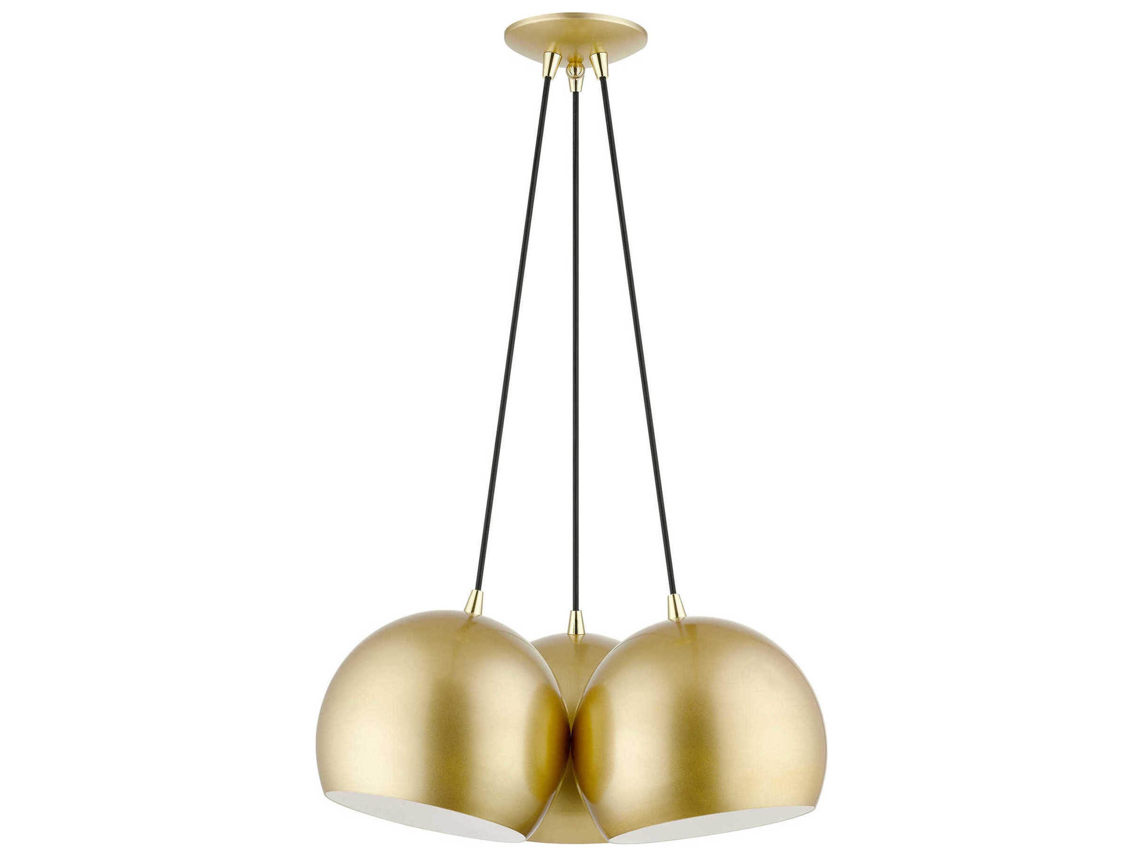 Livex Lighting Piedmont 3-Light Soft Gold Polished Brass Dome Geometric Pendant