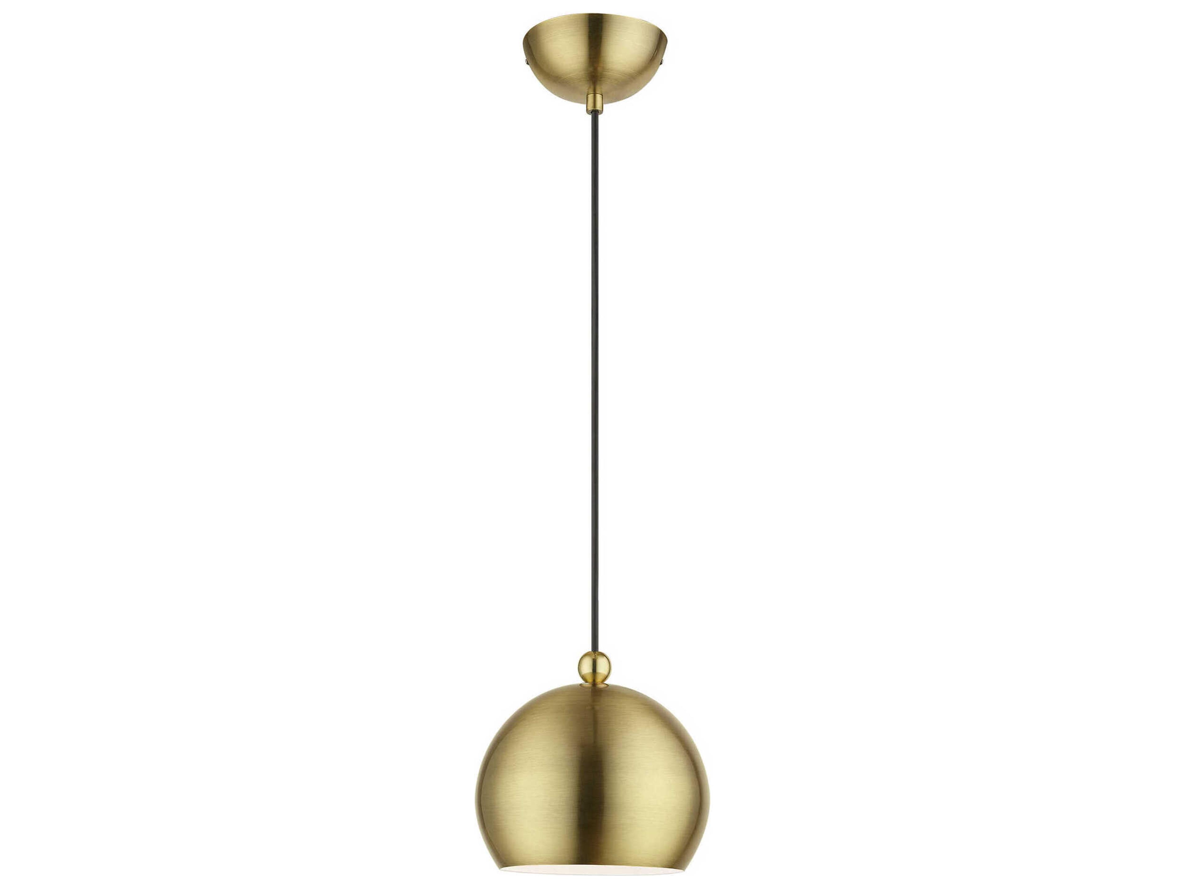 Livex Lighting Stockton 1-Light Antique Brass Polished Dome Mini Pendant