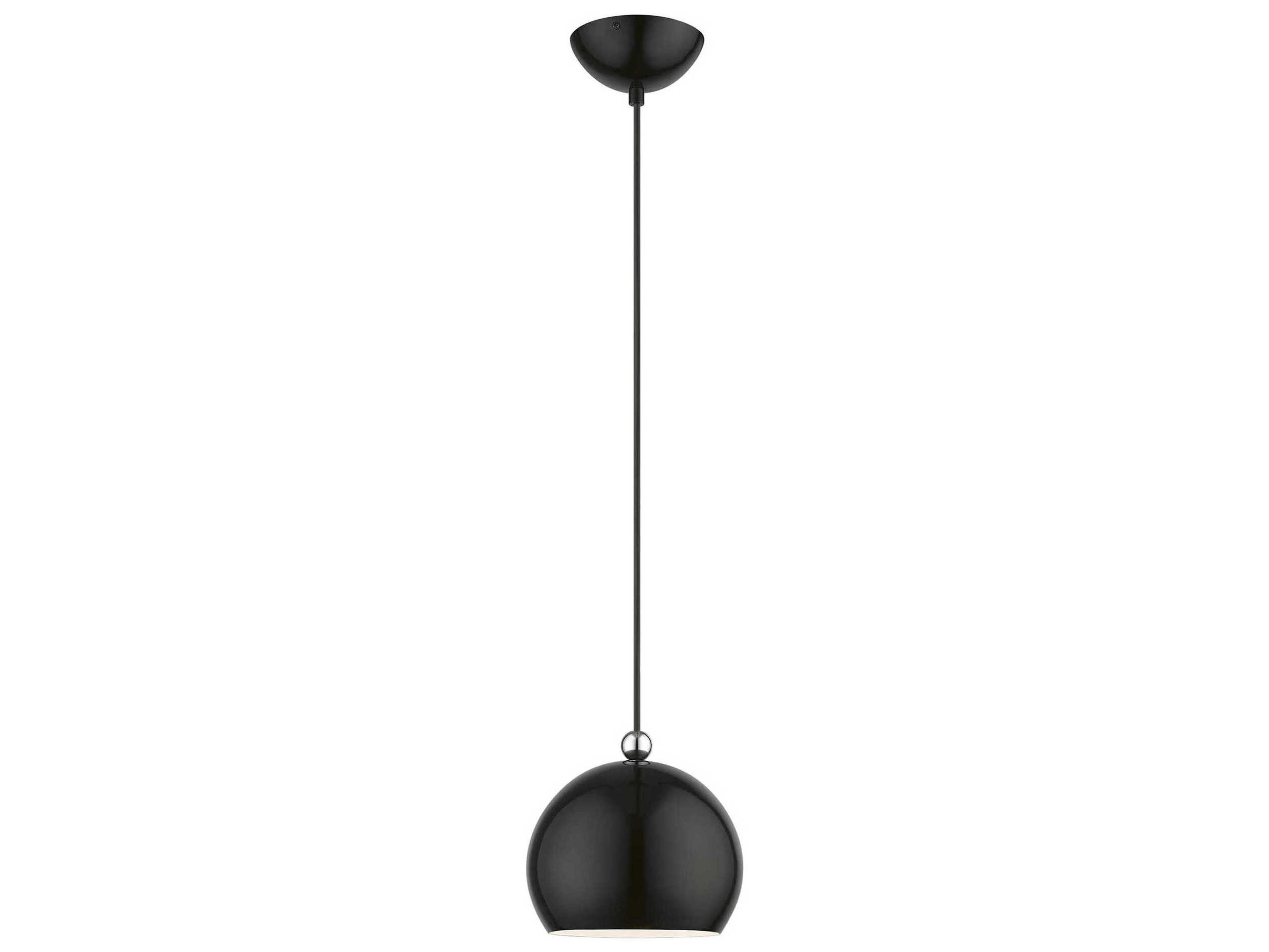Livex Lighting Stockton 1-Light Shiny Black Polished Chrome Dome Mini Pendant