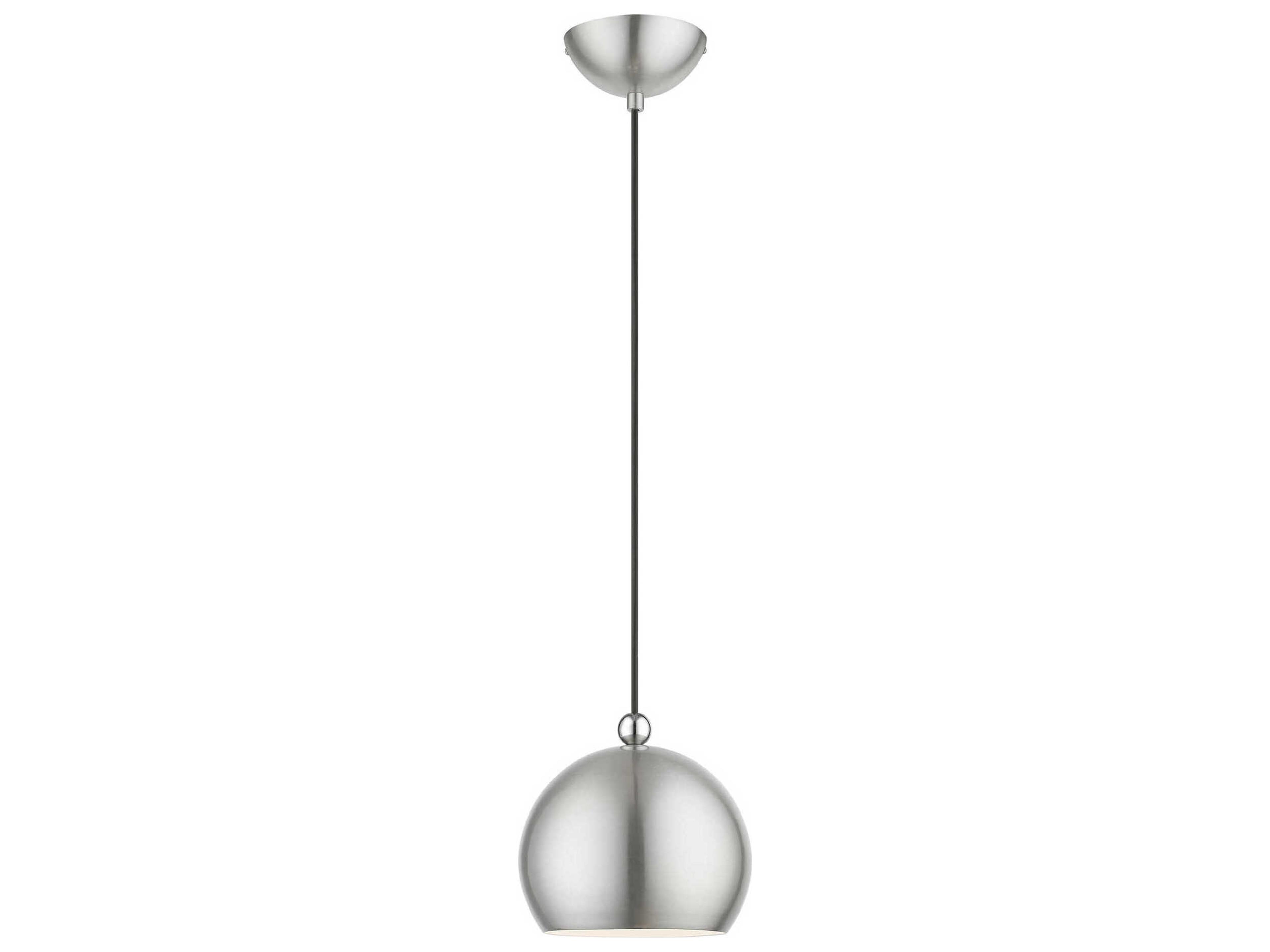 Livex Lighting Stockton 1-Light Brushed Nickel Polished Chrome Dome Mini Pendant