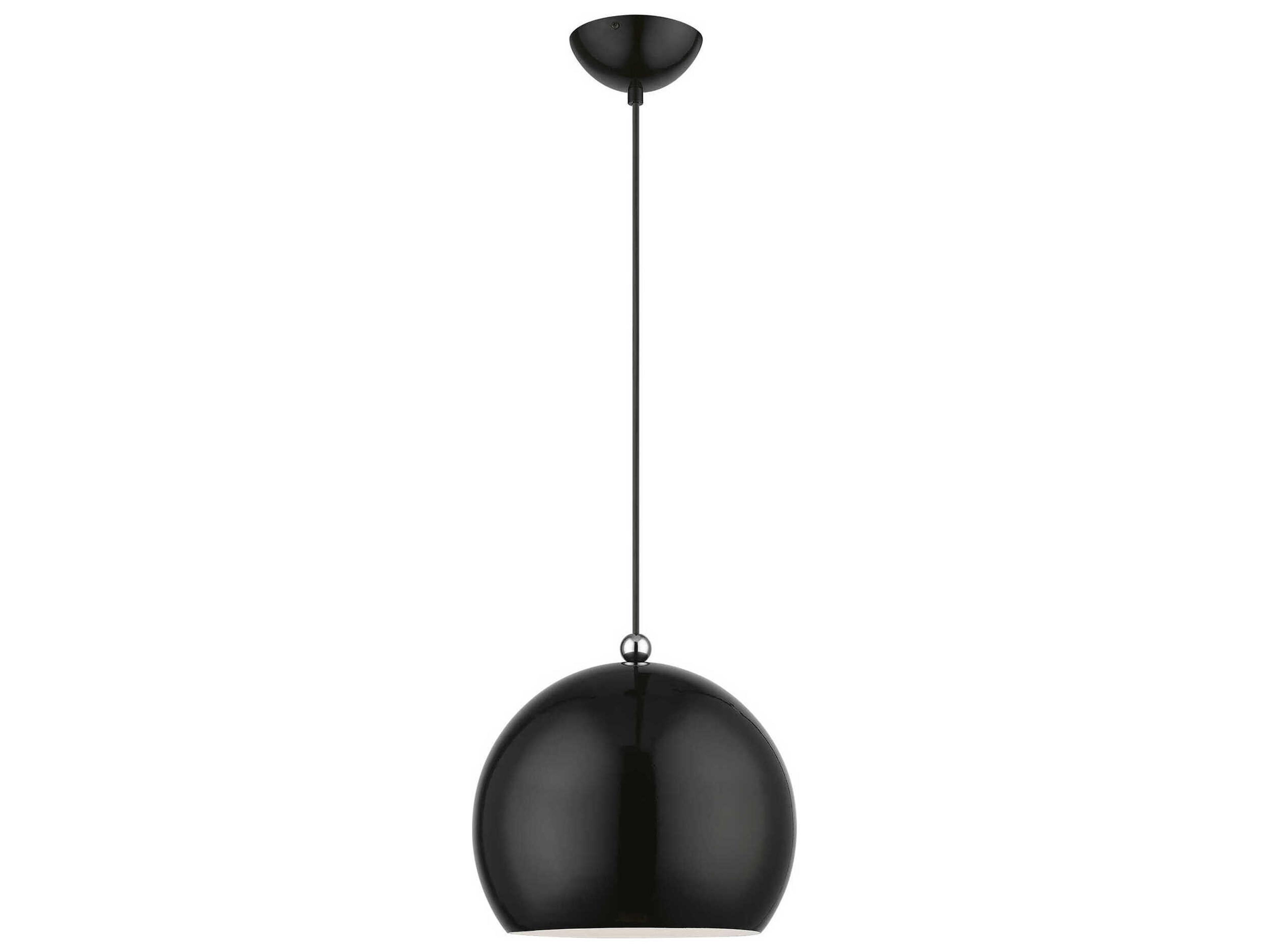 Livex Lighting Stockton 1-Light Shiny Black Polished Chrome Dome Mini Pendant