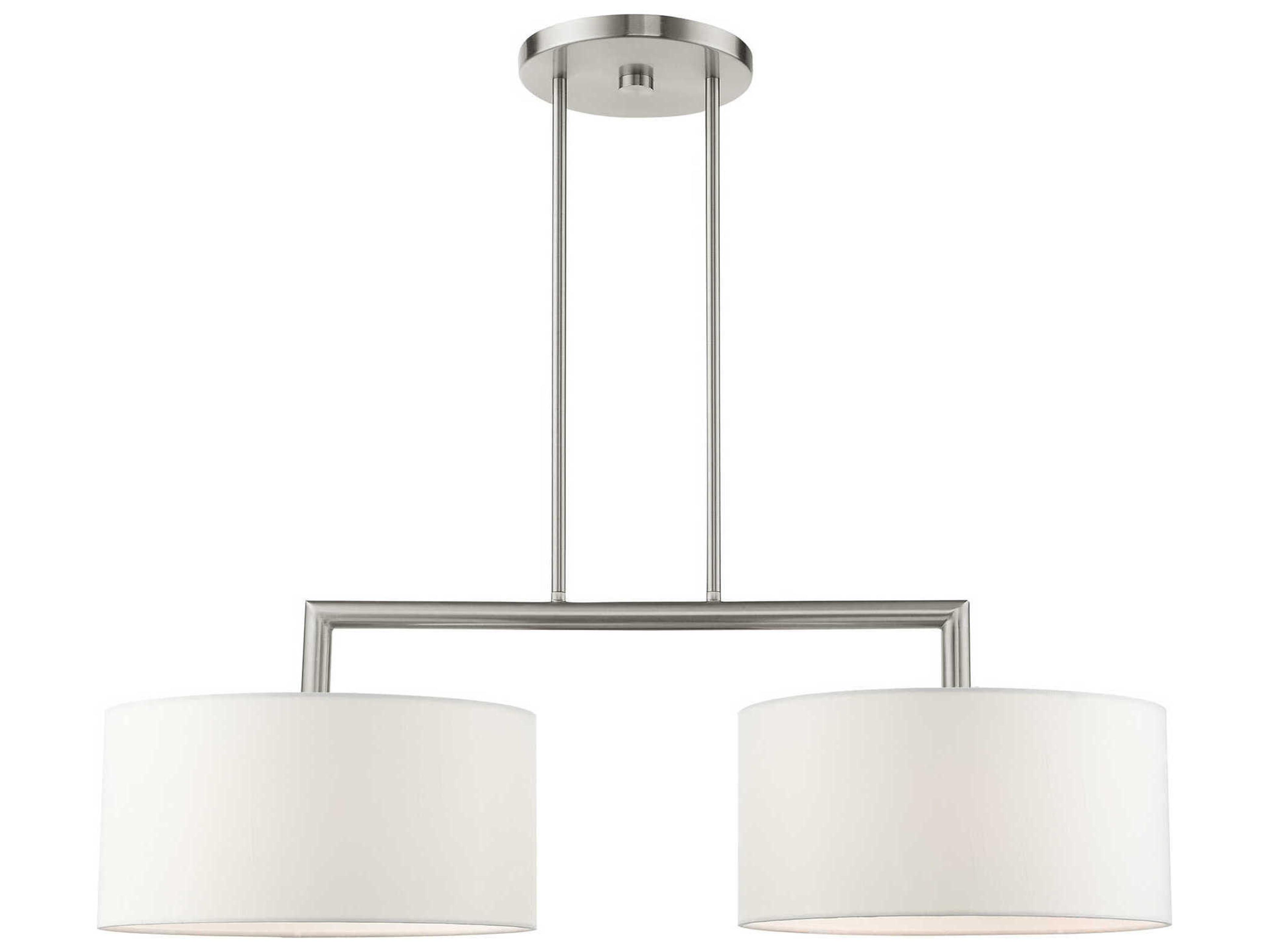 Livex Lighting Meridian 2-Light Brushed Nickel Drum Island Pendant