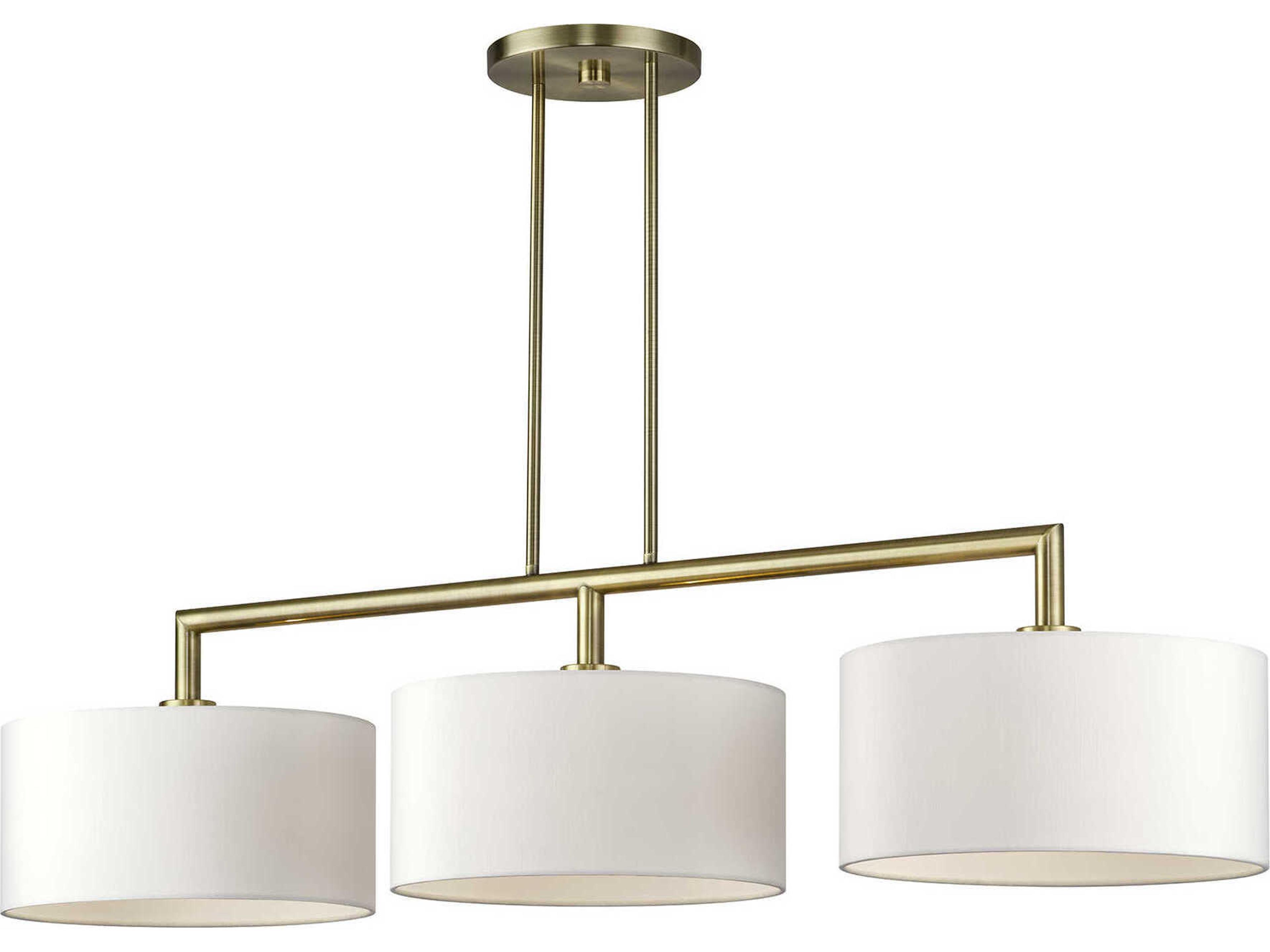 Livex Lighting Meridian 3-Light Antique Brass Drum Island Pendant