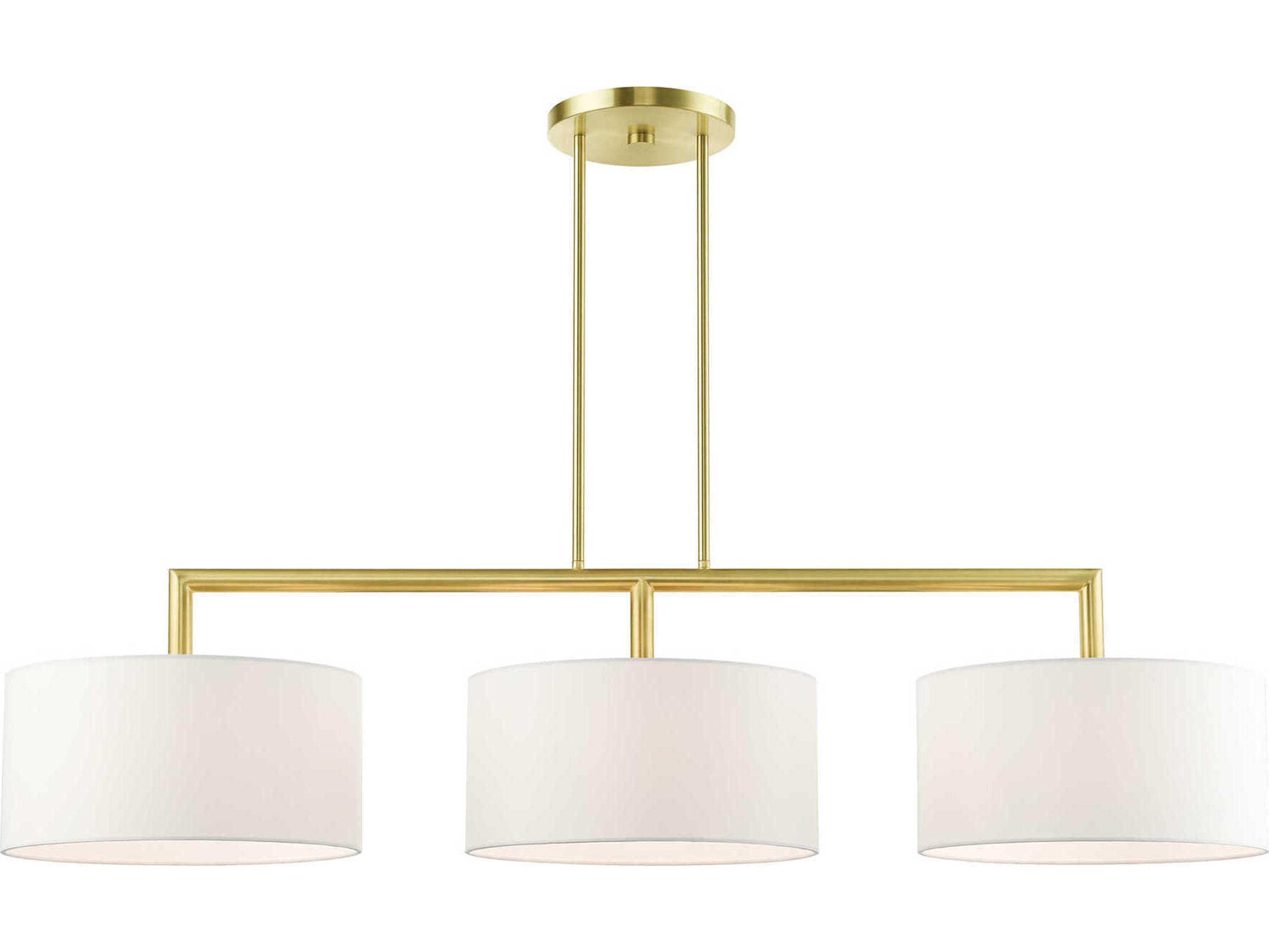 Livex Lighting Meridian 3-Light Satin Brass Drum Island Pendant