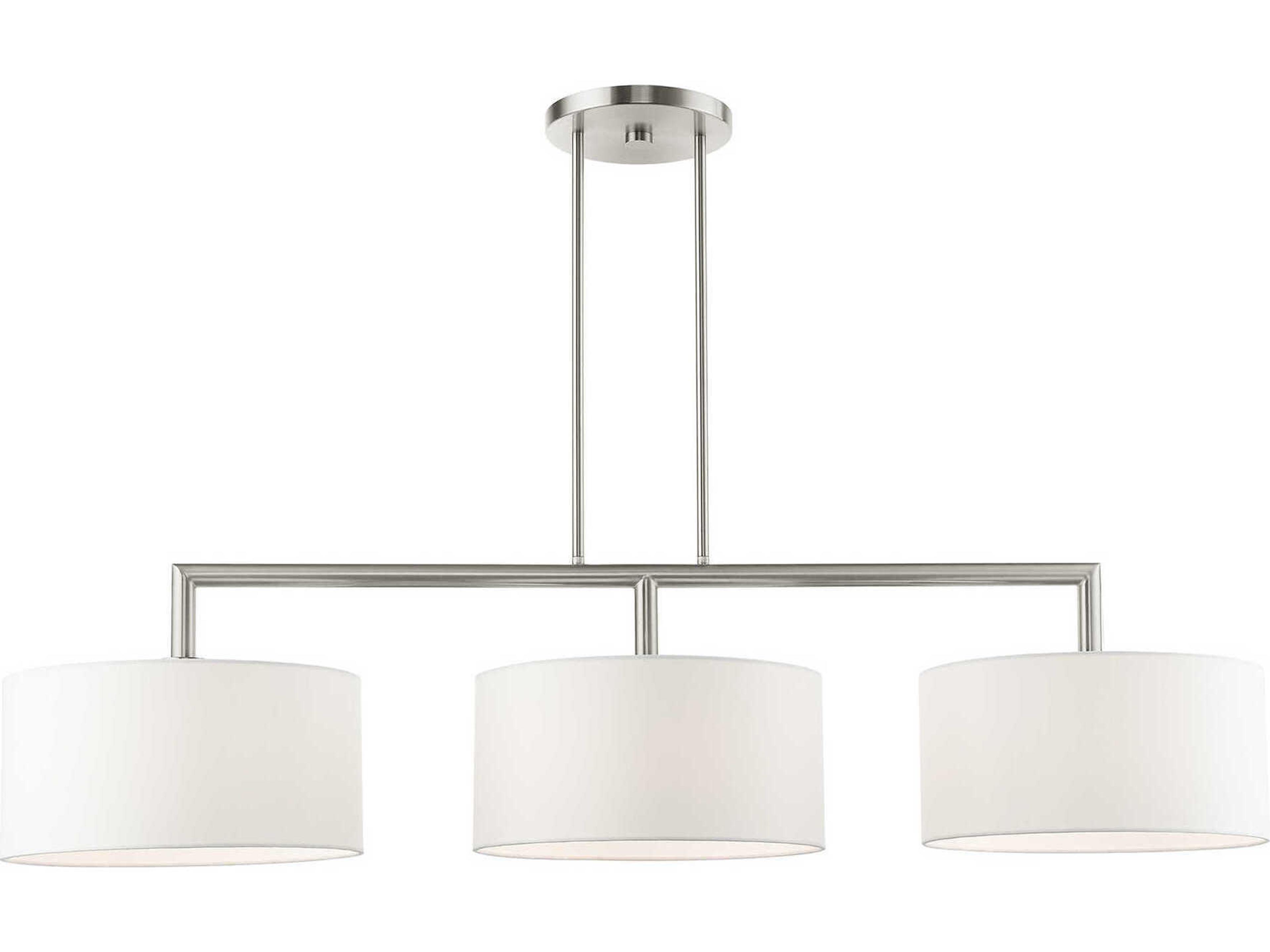 Livex Lighting Meridian 3-Light Brushed Nickel Drum Island Pendant