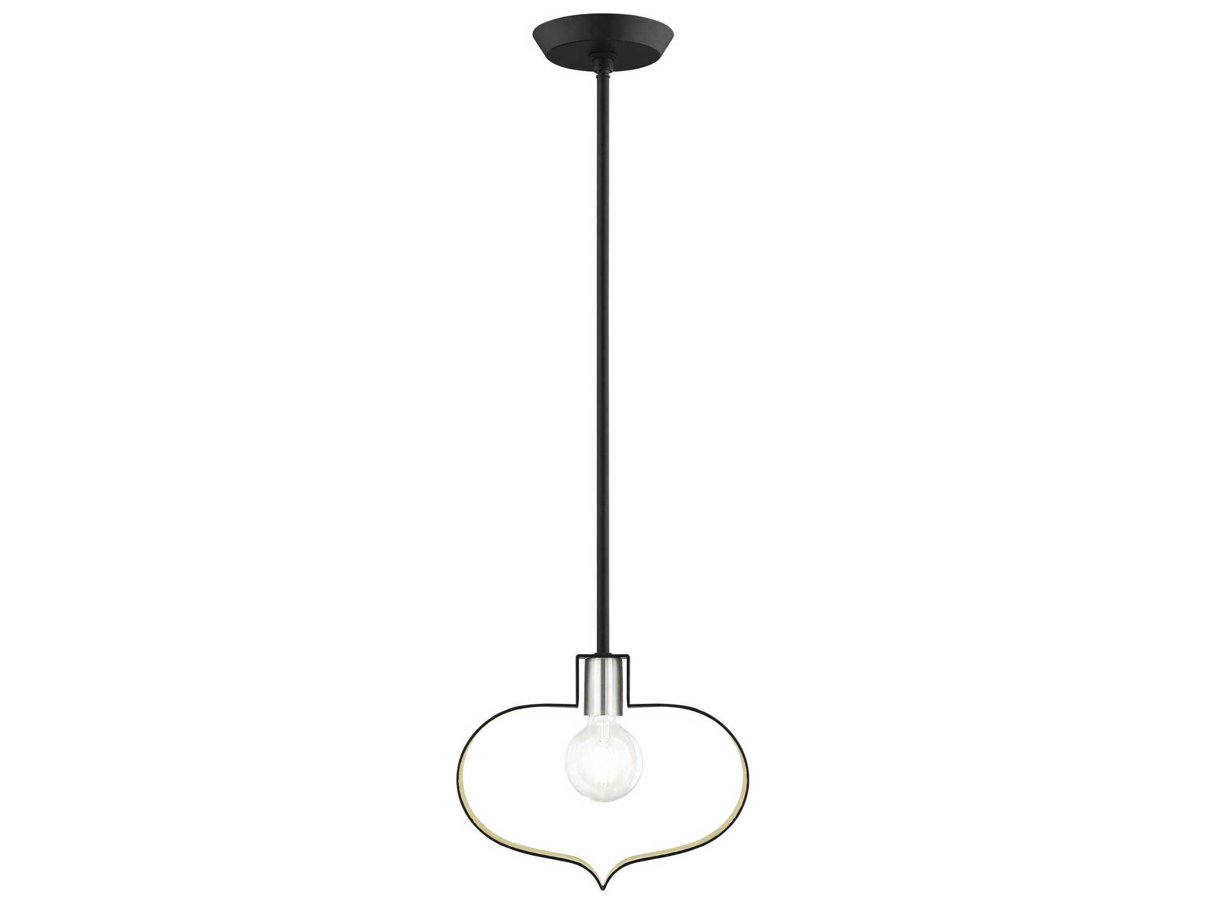 Livex Lighting Meadowbrook 1-Light Black Brushed Nickel Mini Pendant