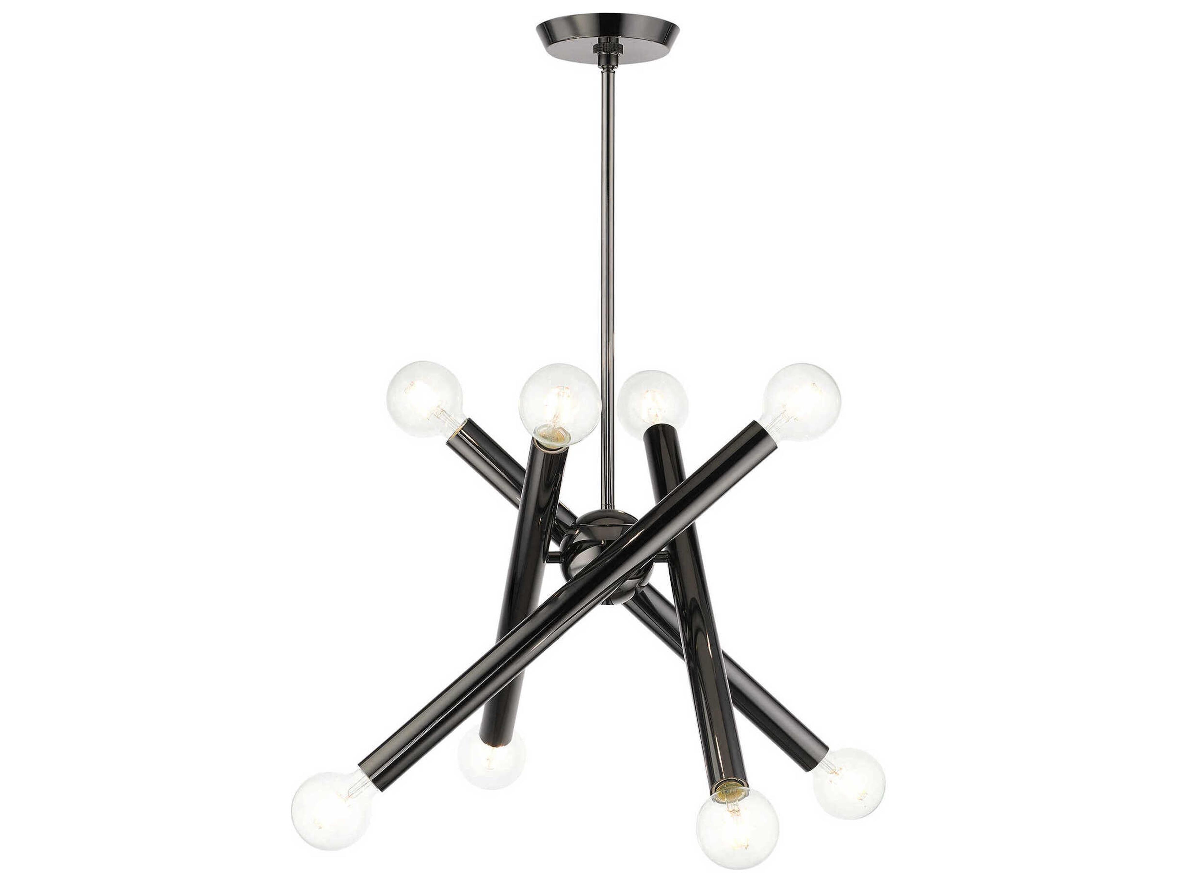 Livex Lighting Stafford 8-Light Black Chrome Candelabra Sputnik Chandelier