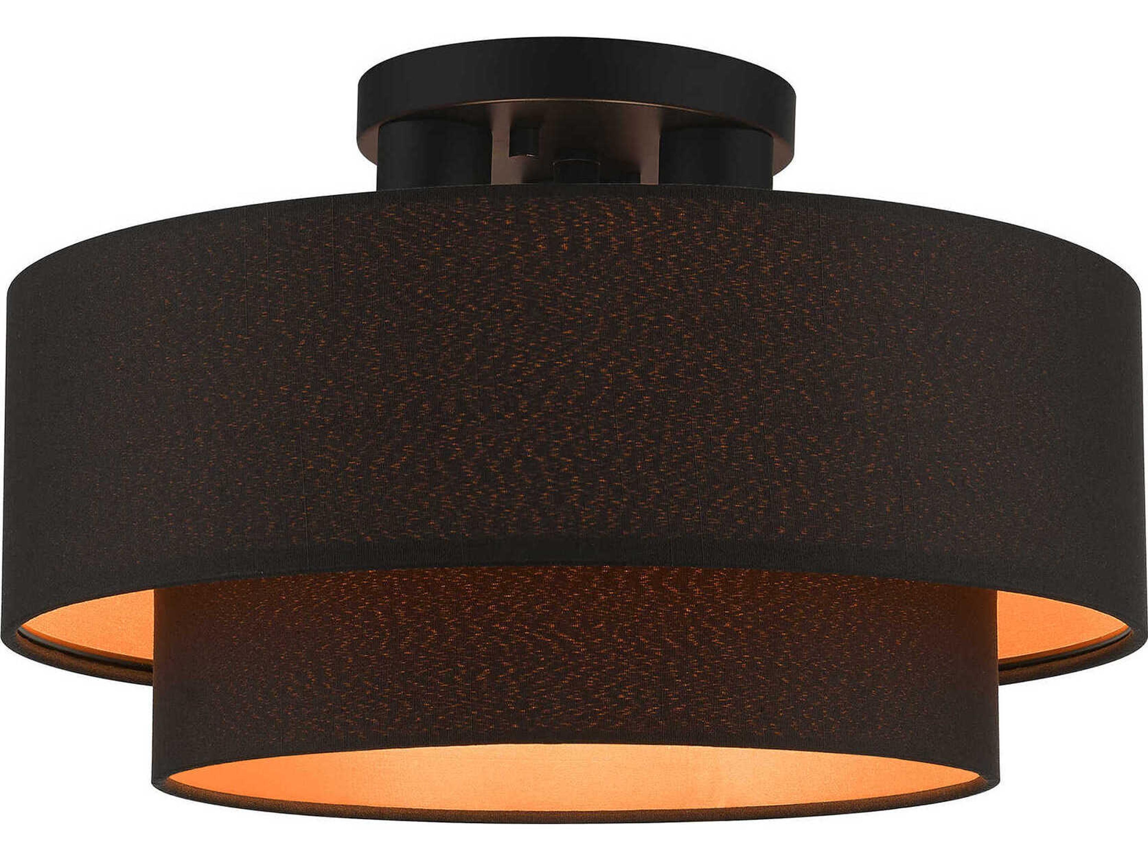 Livex Lighting Sentosa 3-Light Black Drum Semi Flush Mount