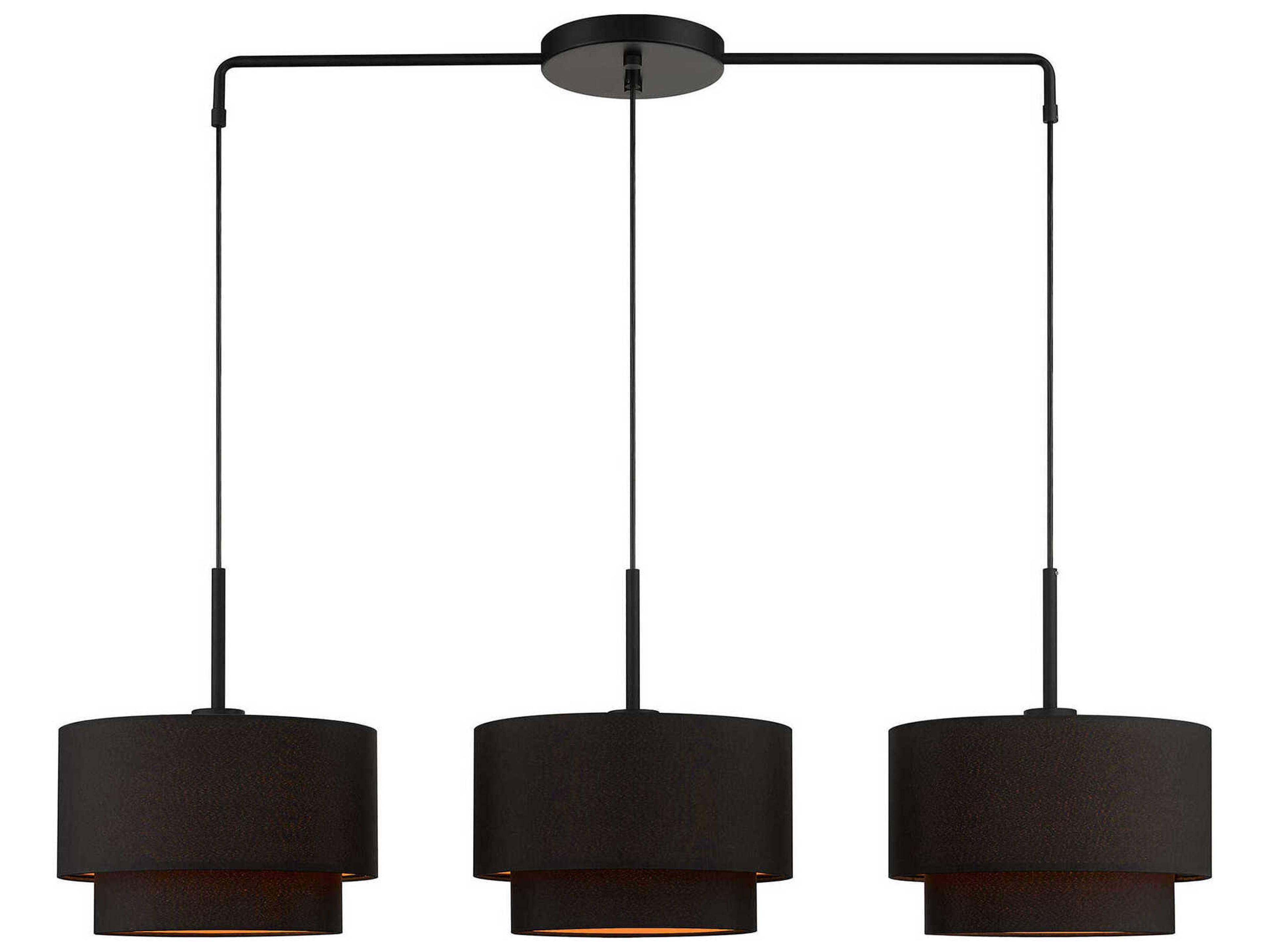 Livex Lighting Sentosa 3-Light Black Linear Island Pendant