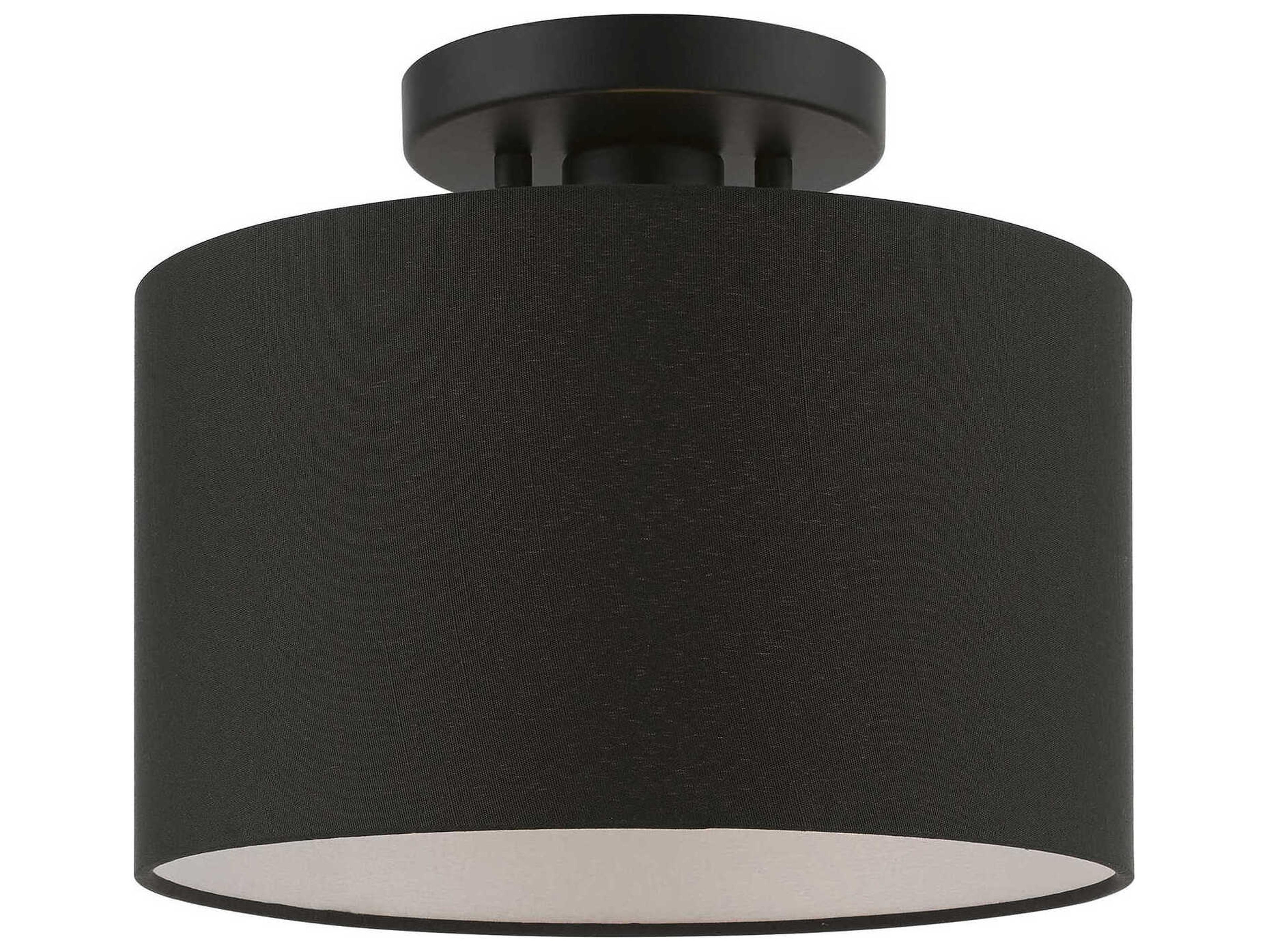 Livex Lighting Bainbridge 1-Light Black Drum Semi Flush Mount