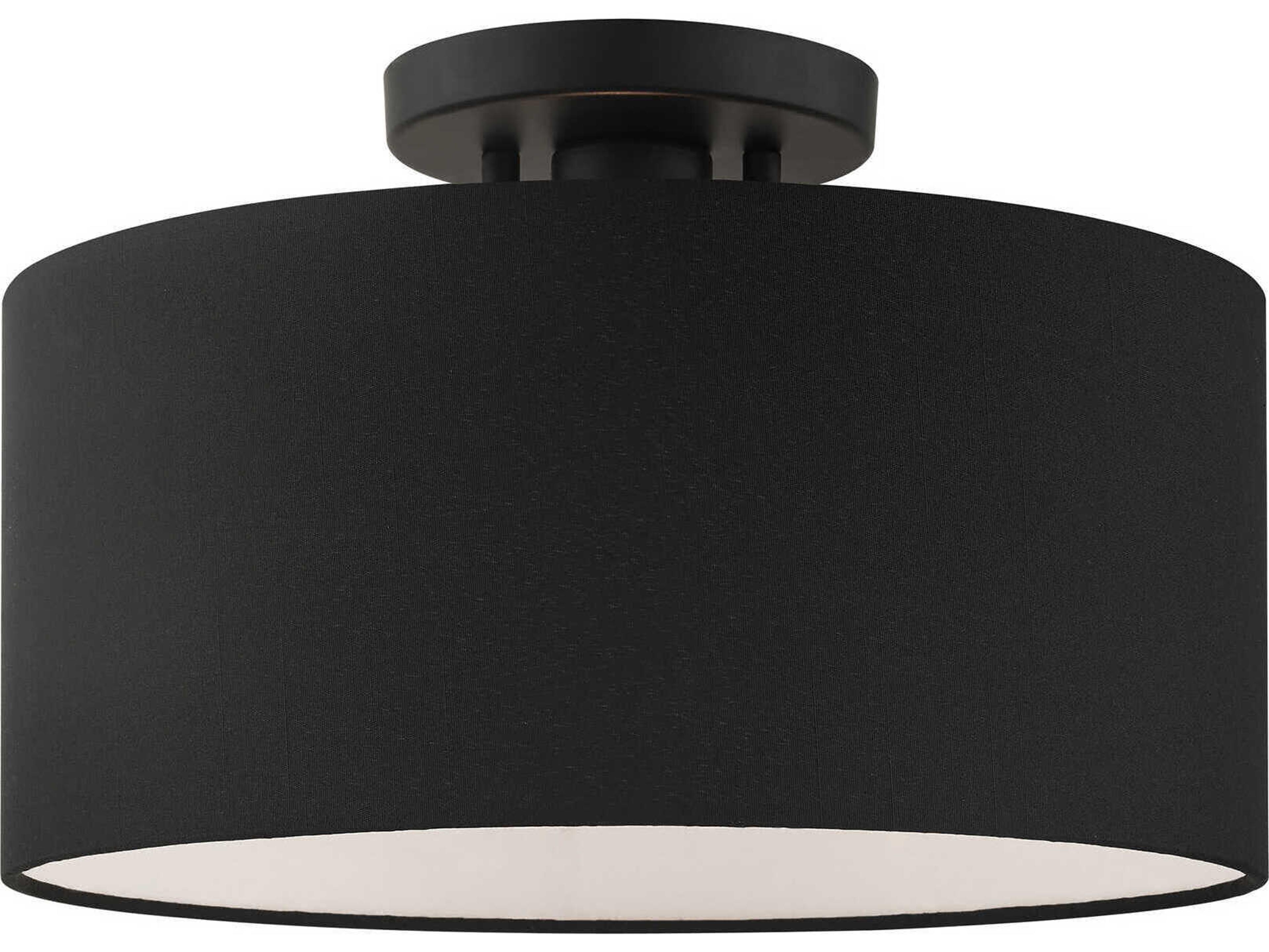 Livex Lighting Bainbridge 1-Light Black Drum Semi Flush Mount