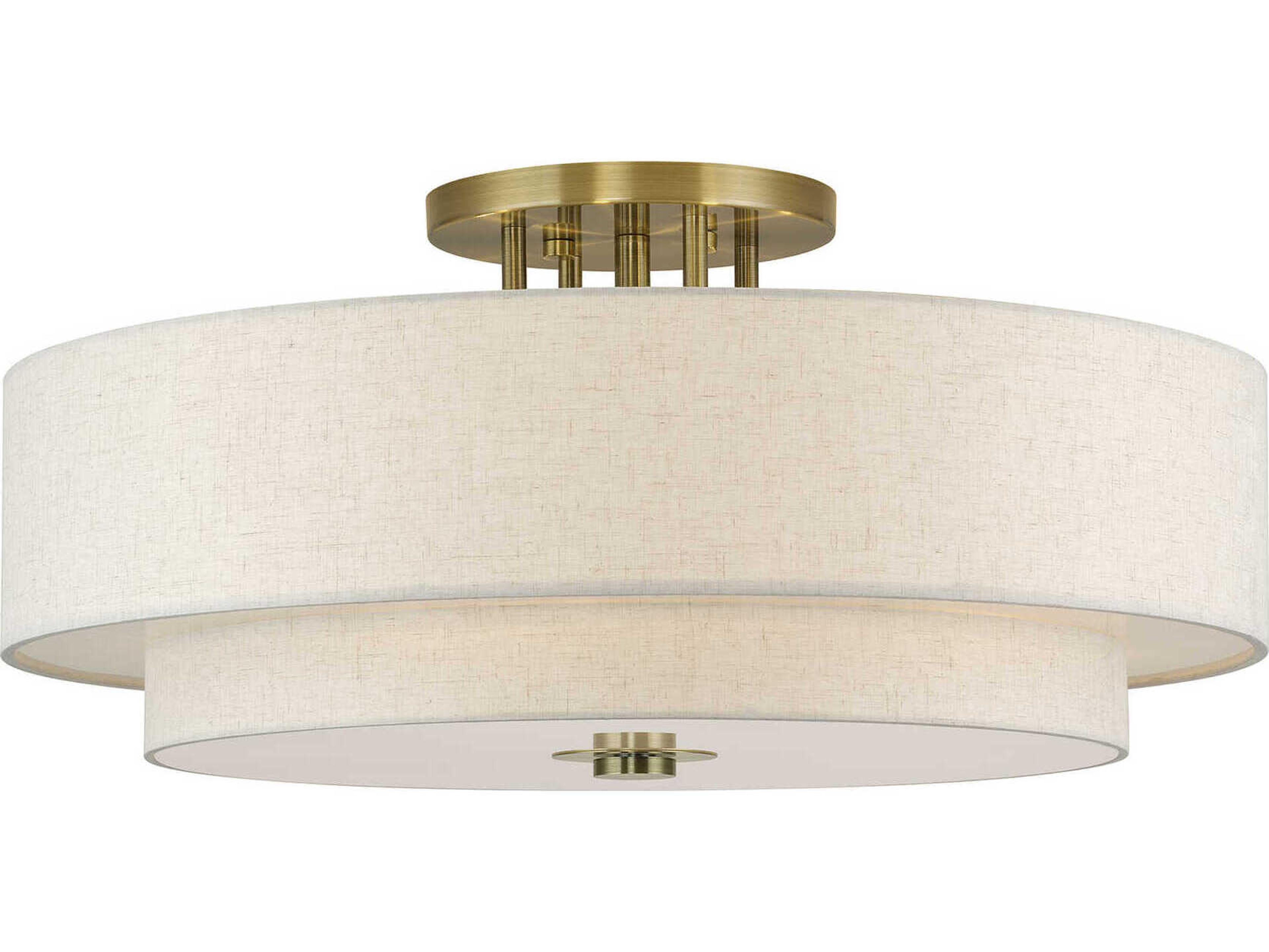 Livex Lighting Monroe 6-Light Antique Brass Drum Semi Flush Mount