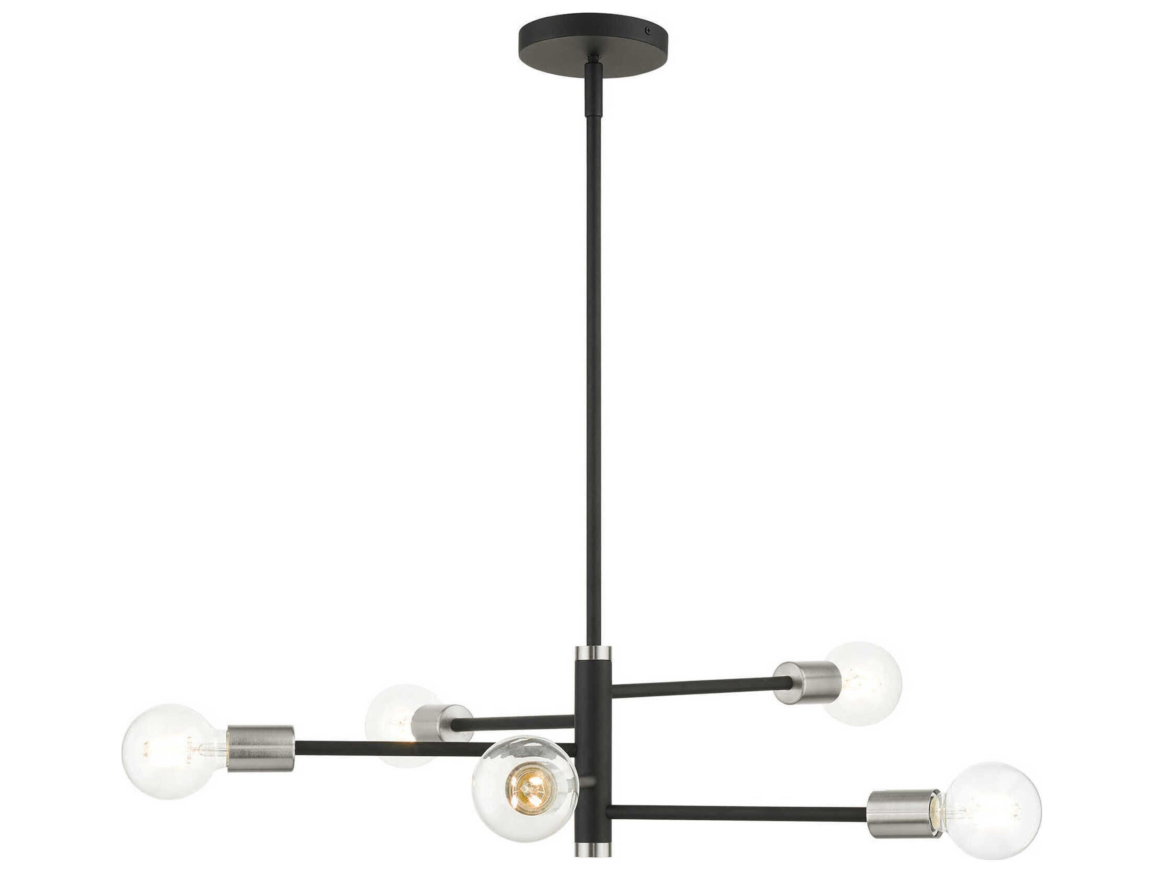 Livex Lighting Bannister 5-Light Black Linear Chandelier