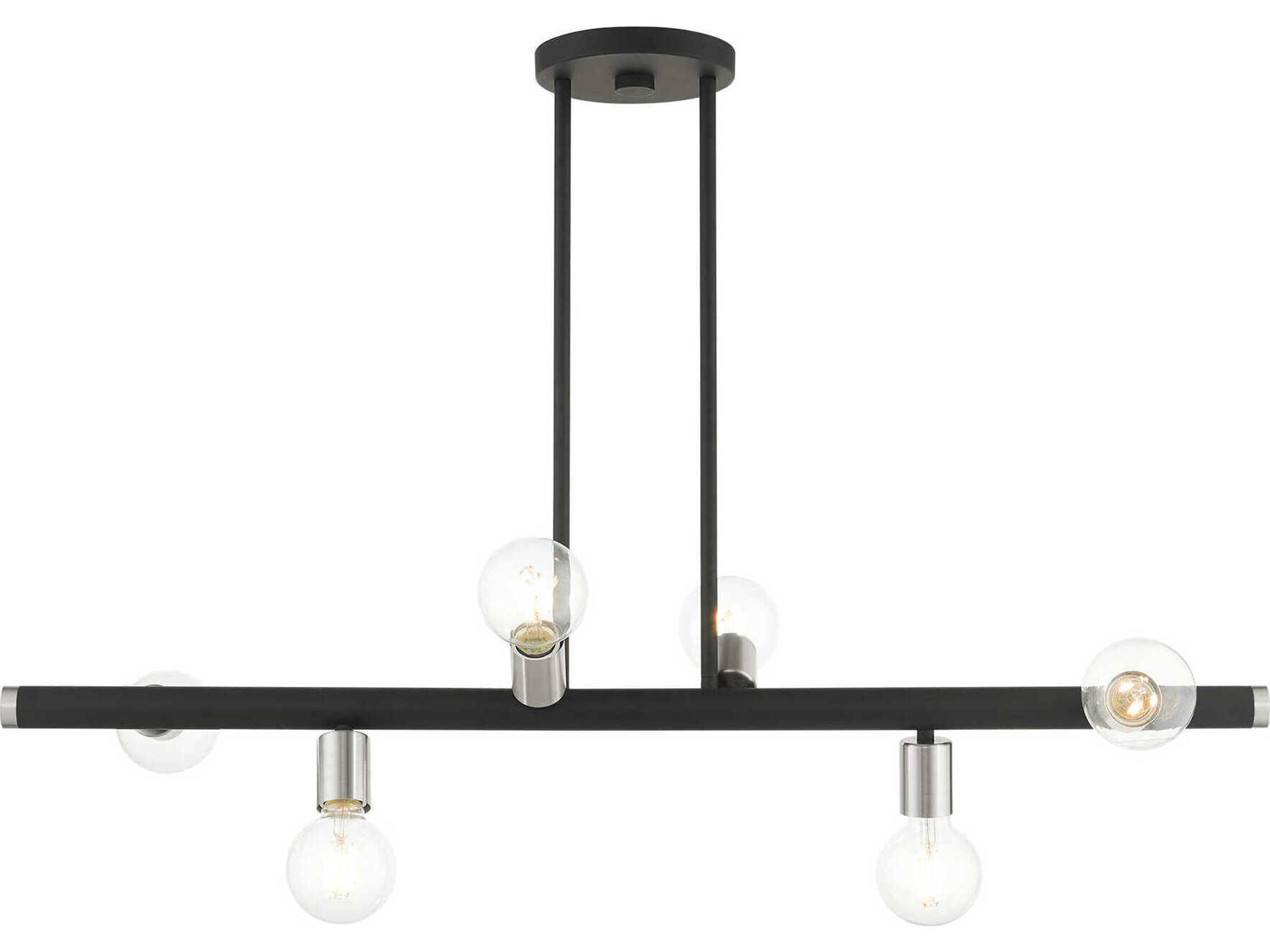 Livex Lighting Bannister 6-Light Black Brushed Nickel Linear Island Pendant