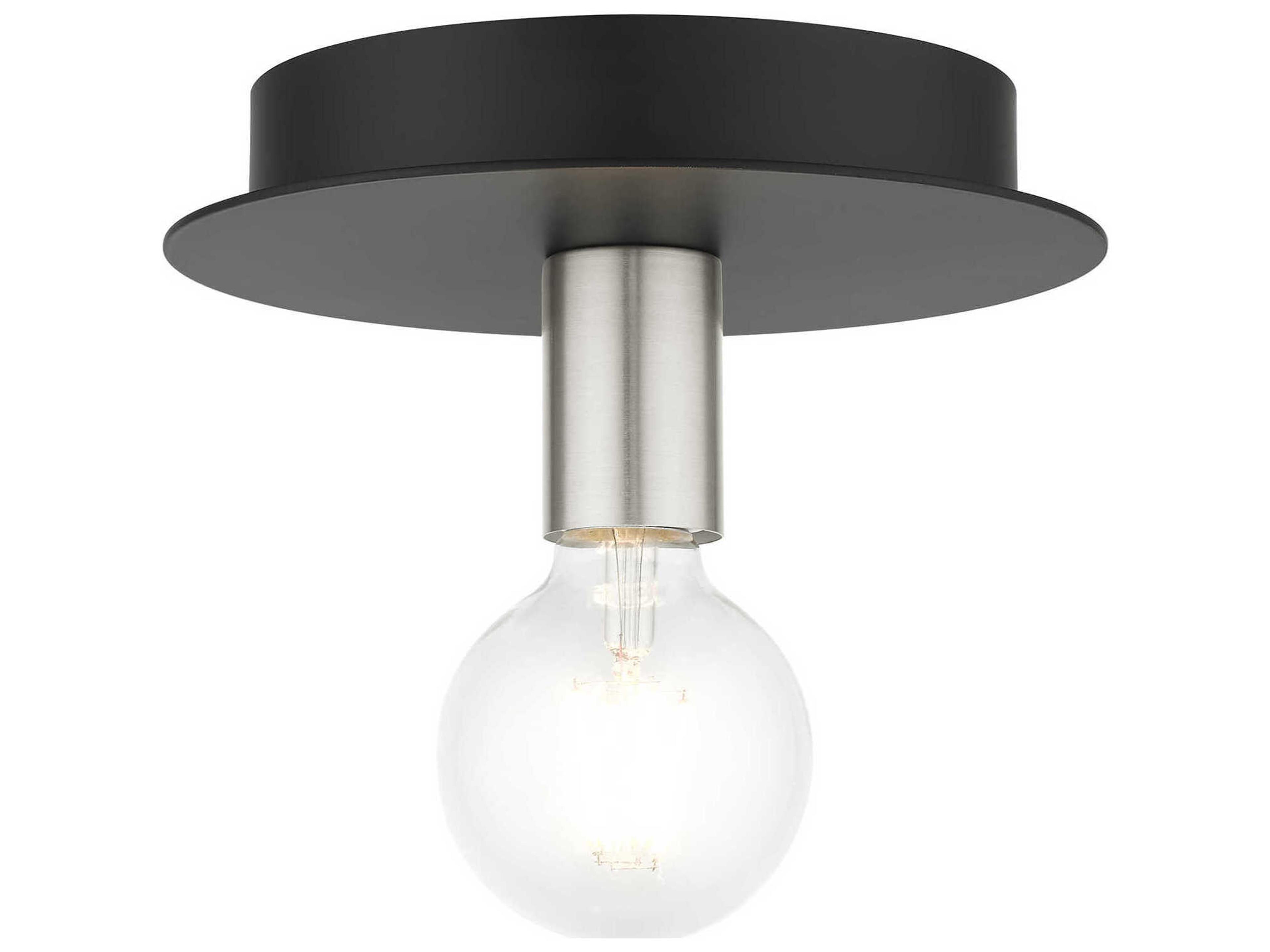 Livex Lighting Hillview 1-Light Black Globe Semi Flush Mount